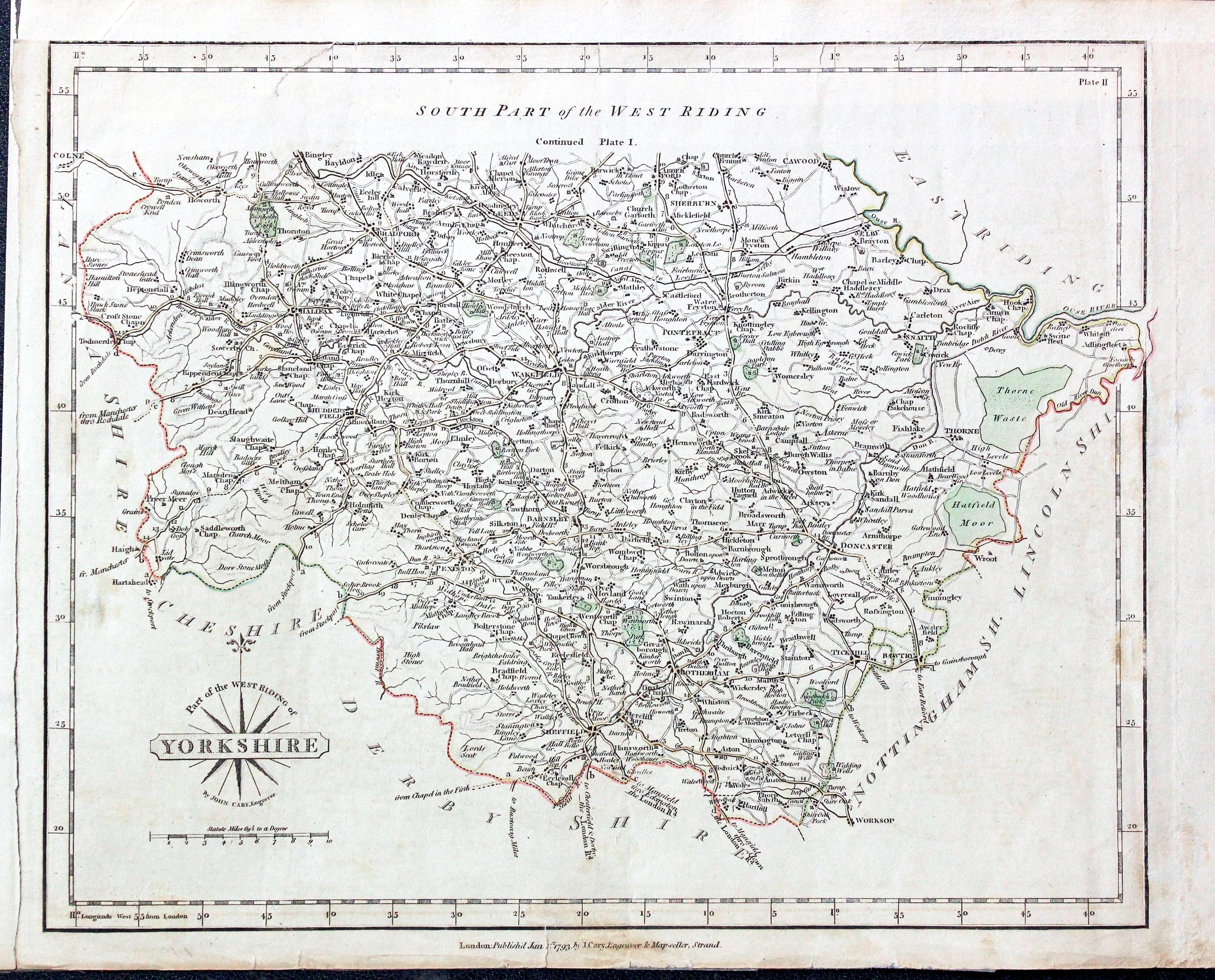 Part of the West Riding Yorkshire, John Cary 1793