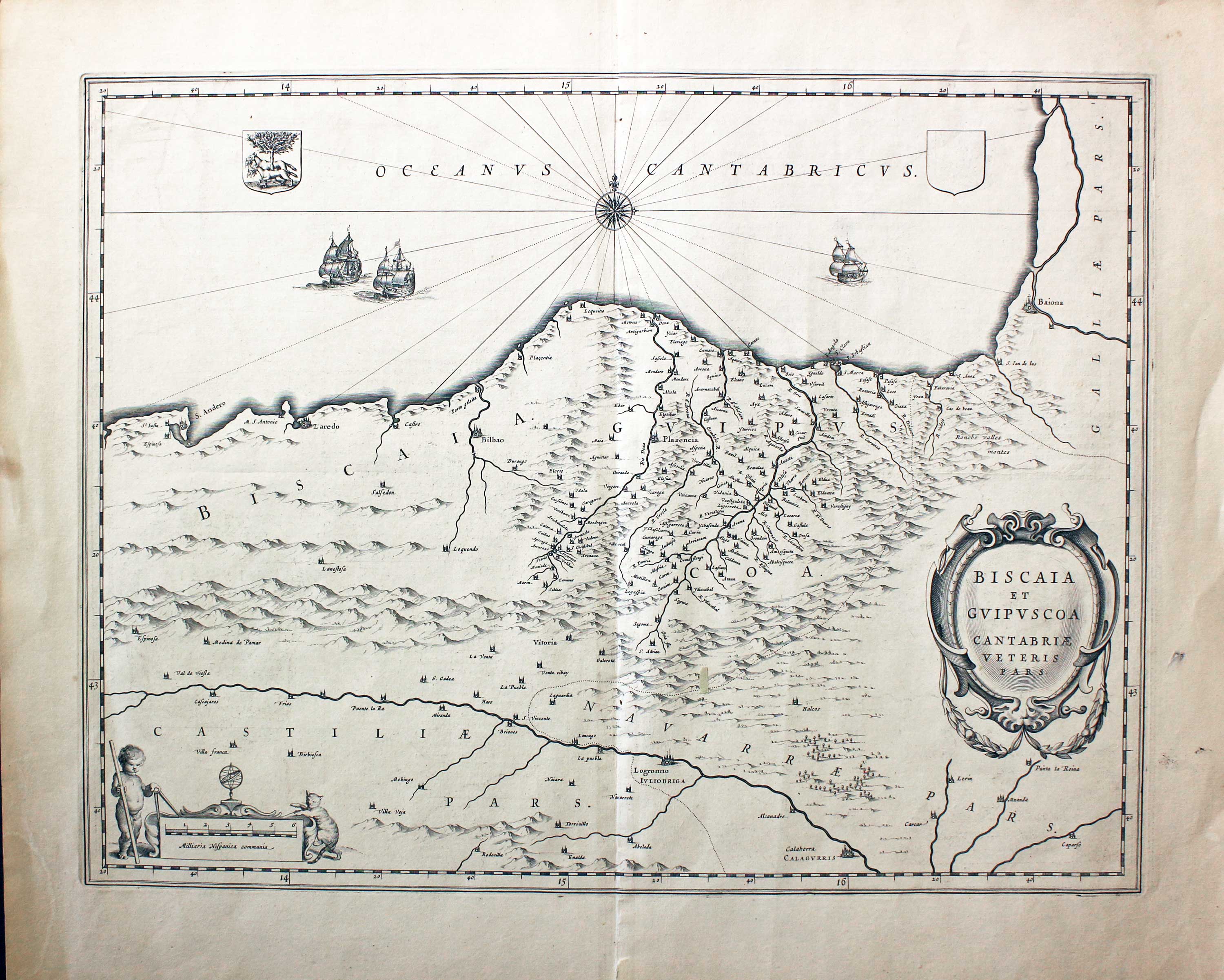 Basque region of Spain, William Blaeu c.1645  Basque region of Spain, William Blaeu c.1645