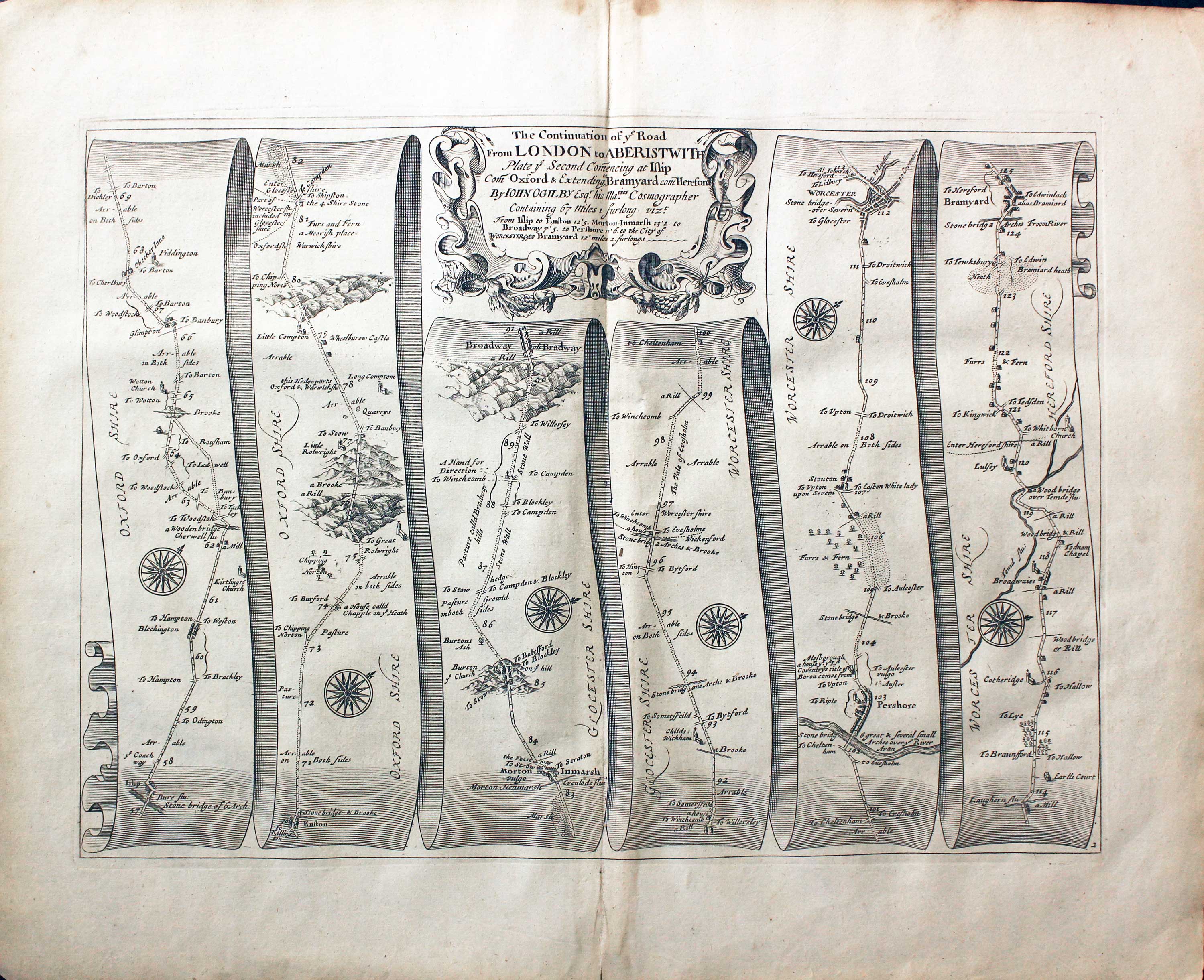John Ogilby Plate 2 Islip to Worcester