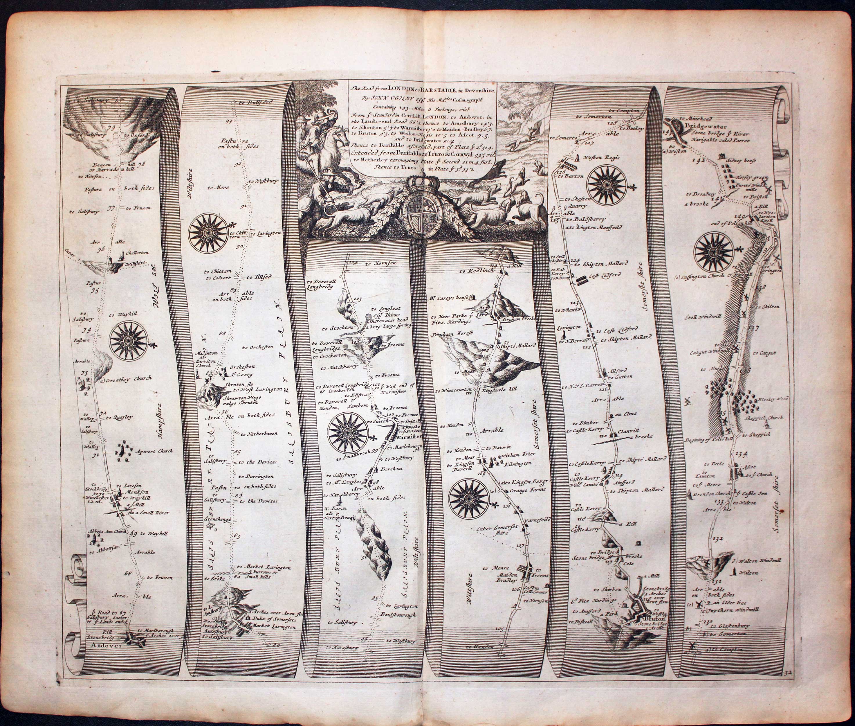 Plate 32 John Ogilby Road Map 1675  Plate 32 John Ogilby Road Map 1675