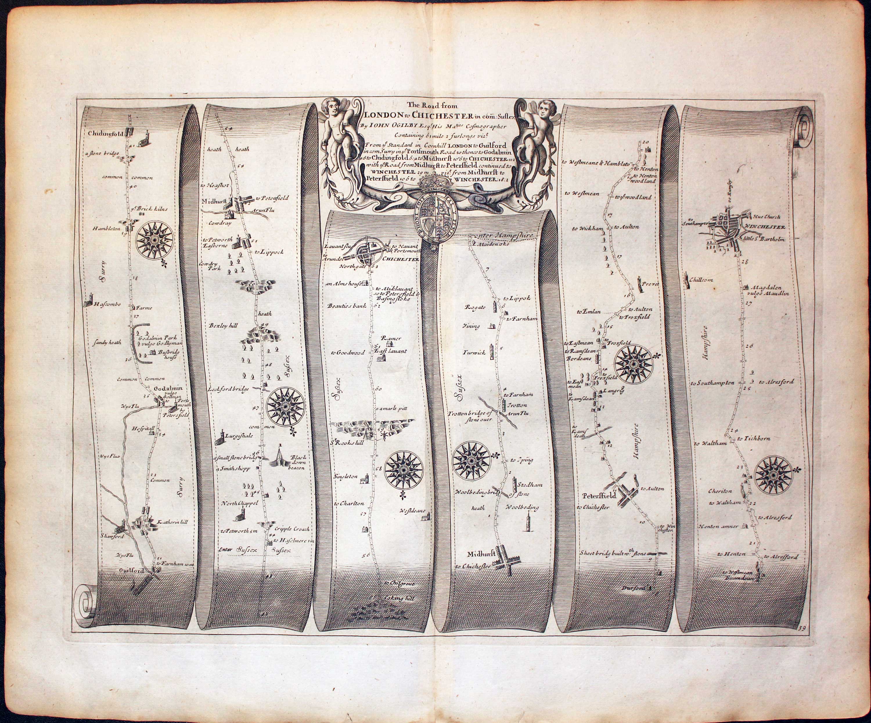 Plate 38 London to Carlisle John Ogilby Road Map 1675  Plate 38 London to Carlisle John Ogilby Road Map 1675