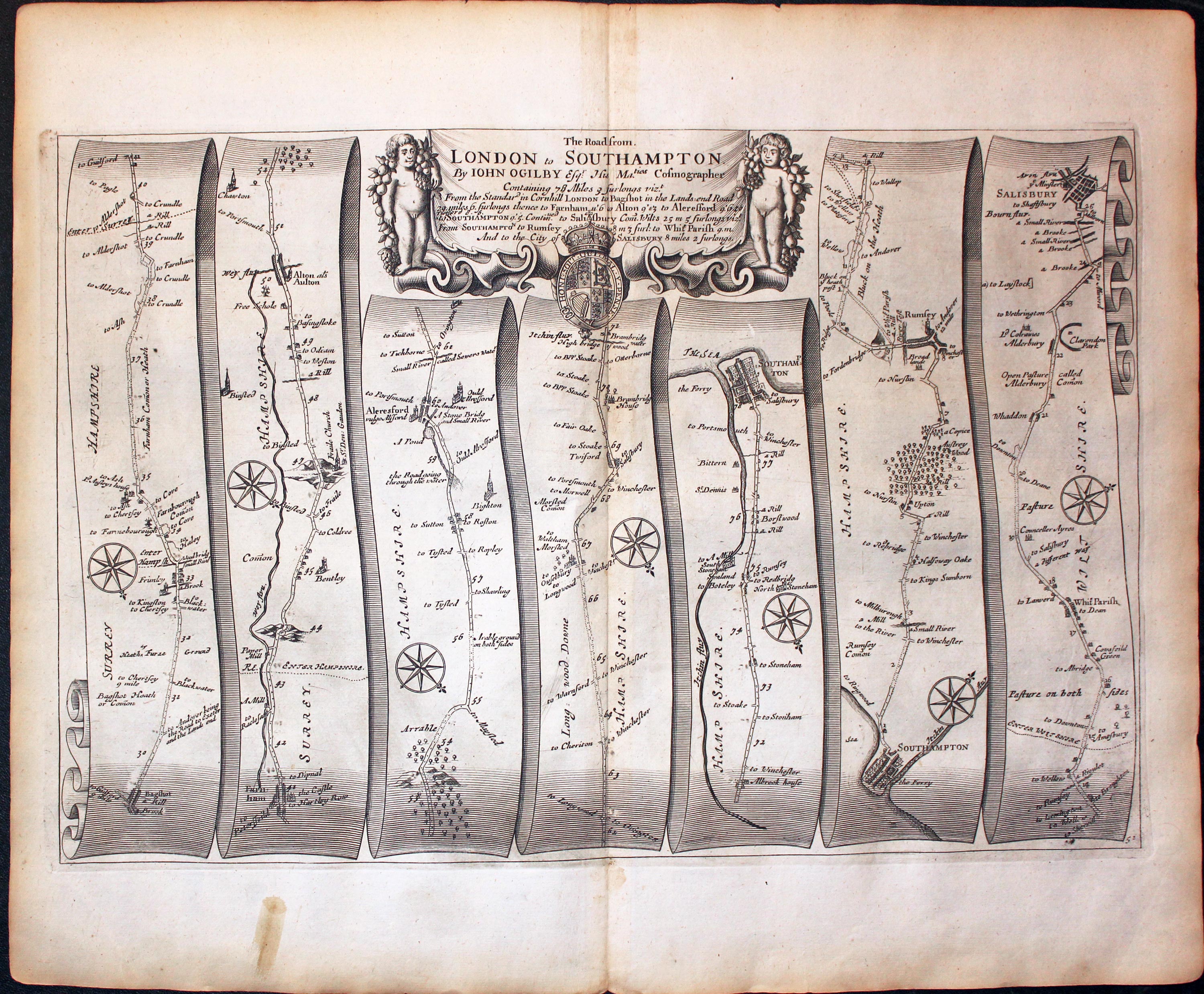 Plate 51 Bagshot to Salisbury John Ogilby Road Map 1675  Plate 51 Bagshot to Salisbury John Ogilby Road Map 1675
