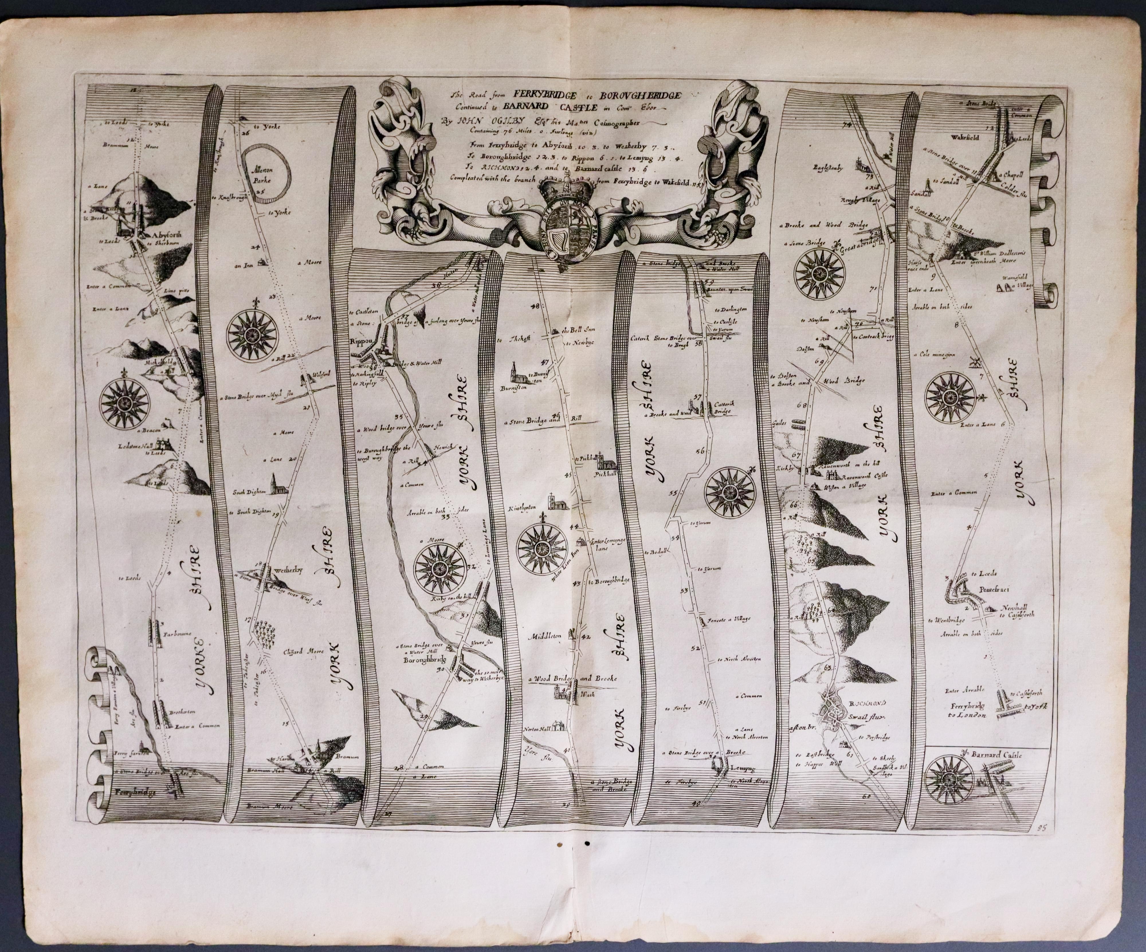 Plate 95 Ferrybridge to Barnard Castle John Ogilby 1675