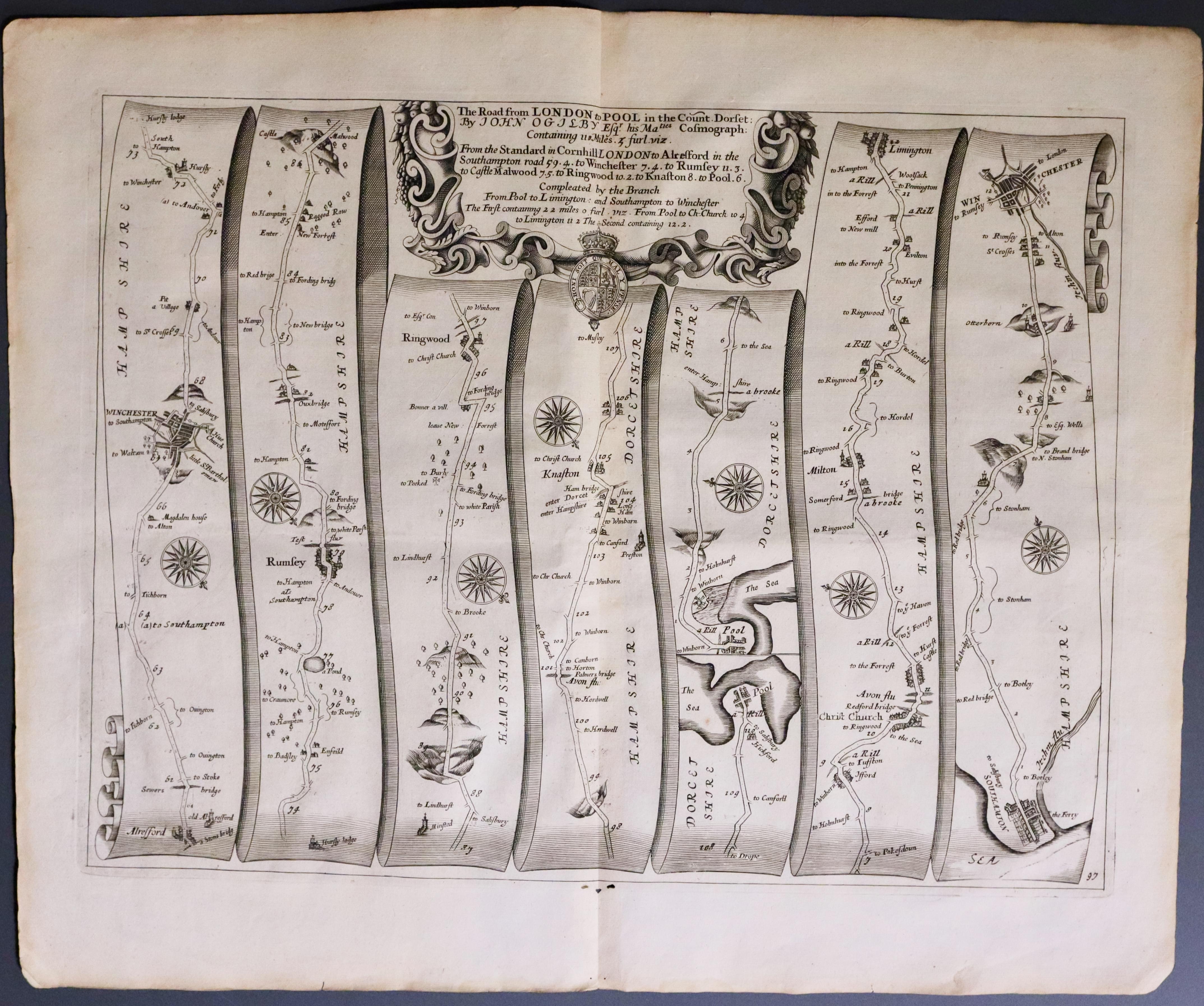 Plate 97 London to Poole John Ogilby 1675