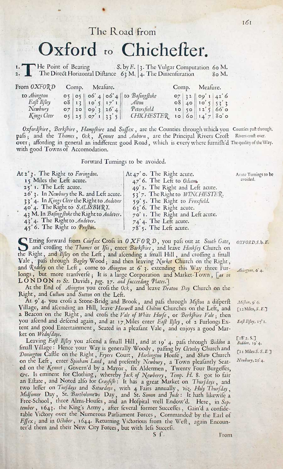 Plate 81 John Ogilby road map text 1675