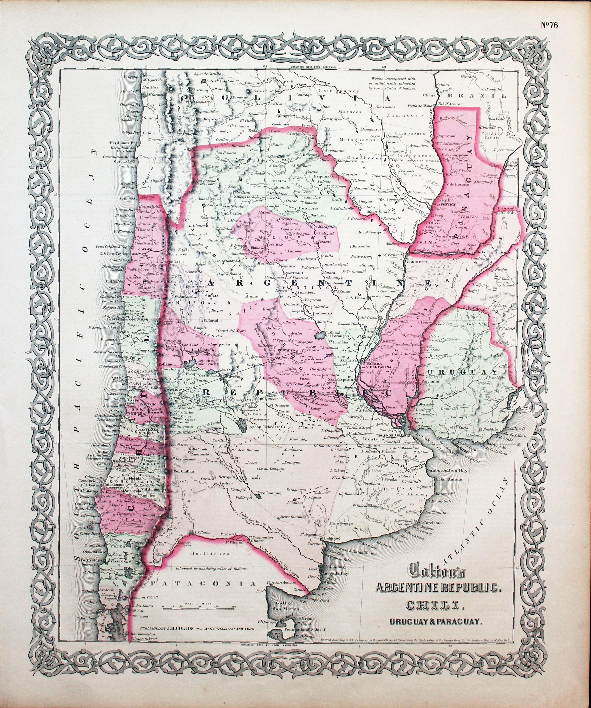 Argentina, Chili and Paraguay, J. H. Colton, 1864  Argentina, Chili and Paraguay, J. H. Colton, 1864