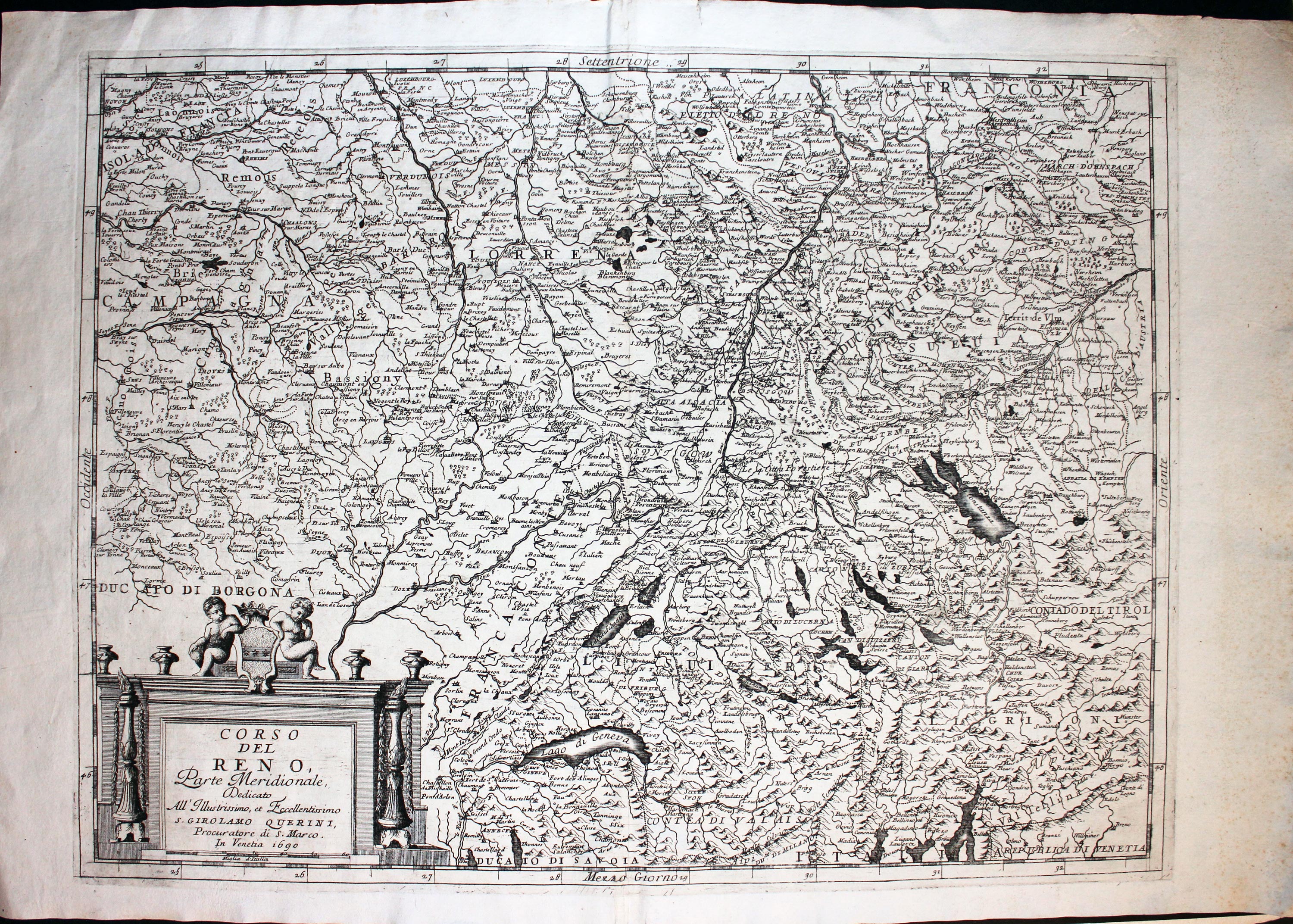 Parts of France and Switzerland Vincenzo Coronelli c.1696  Parts of France and Switzerland Vincenzo Coronelli c.1696