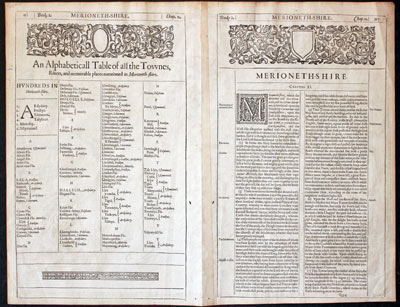 Text on verso of Merionethshire John Speed c.1614