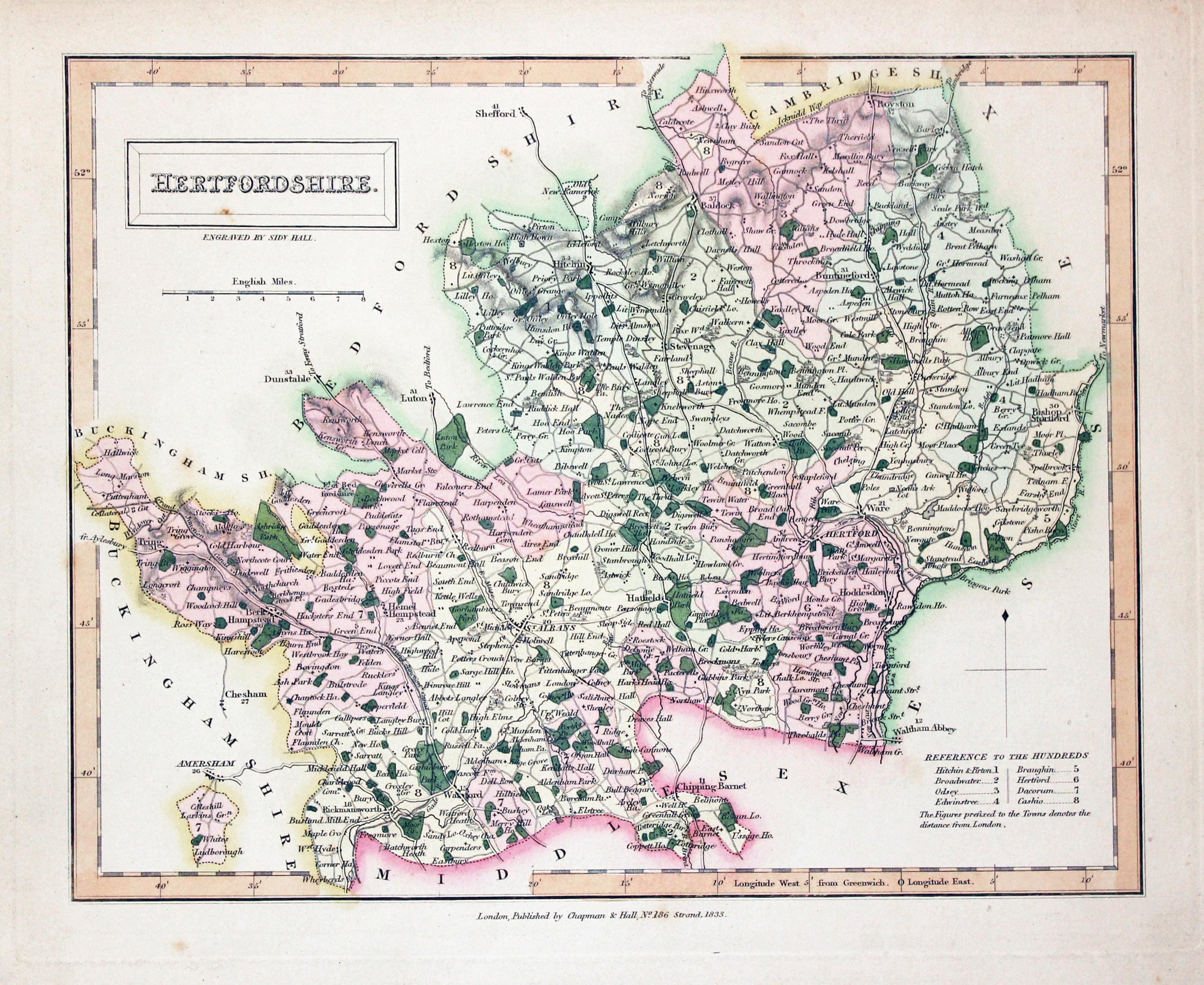 Hertfordshire Sidney Hall 1833  Hertfordshire Sidney Hall 1833