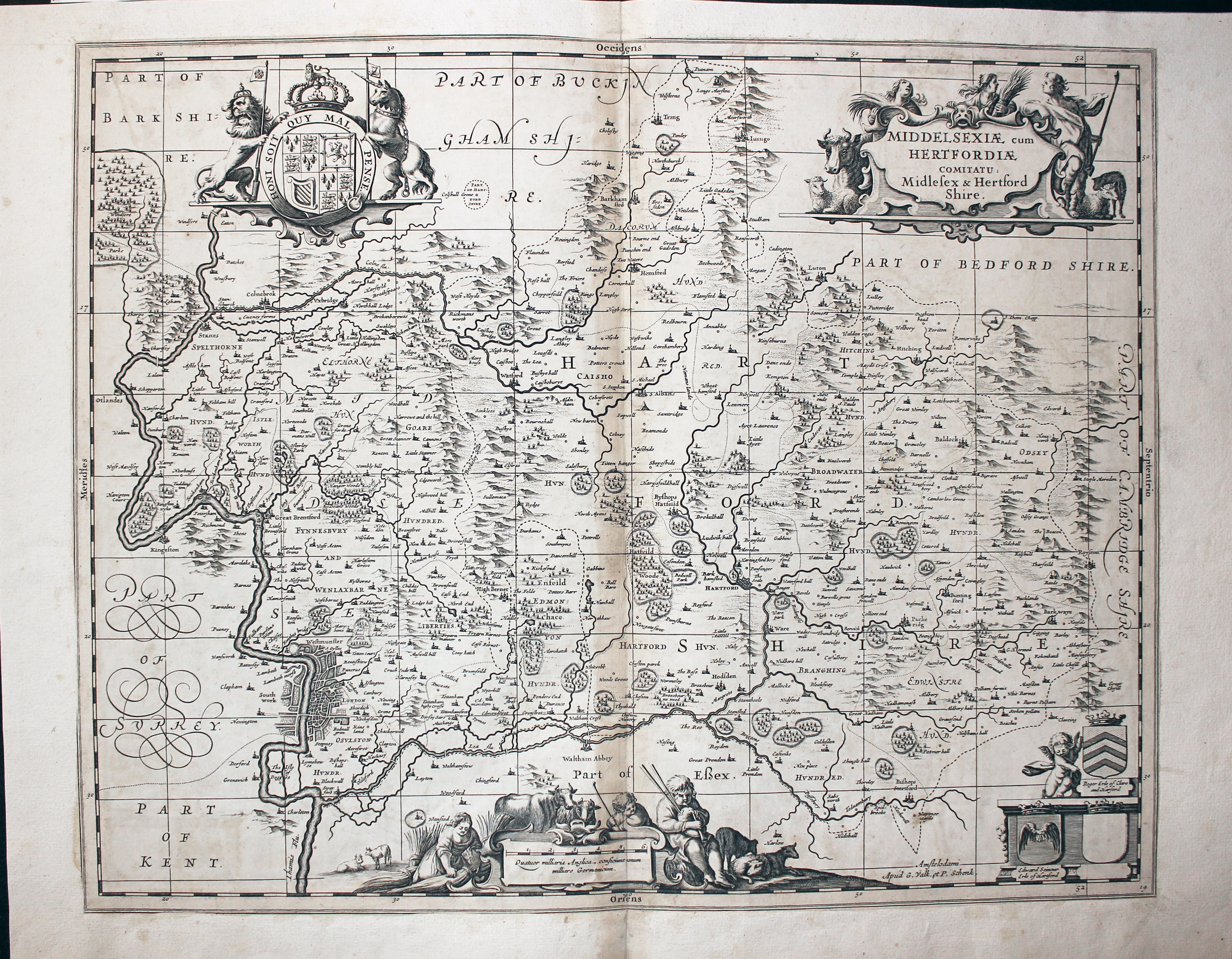 Hertfordshire and Middlesex, P. Schenk and G. Valk, c.1700  Hertfordshire and Middlesex, P. Schenk and G. Valk, c.1700