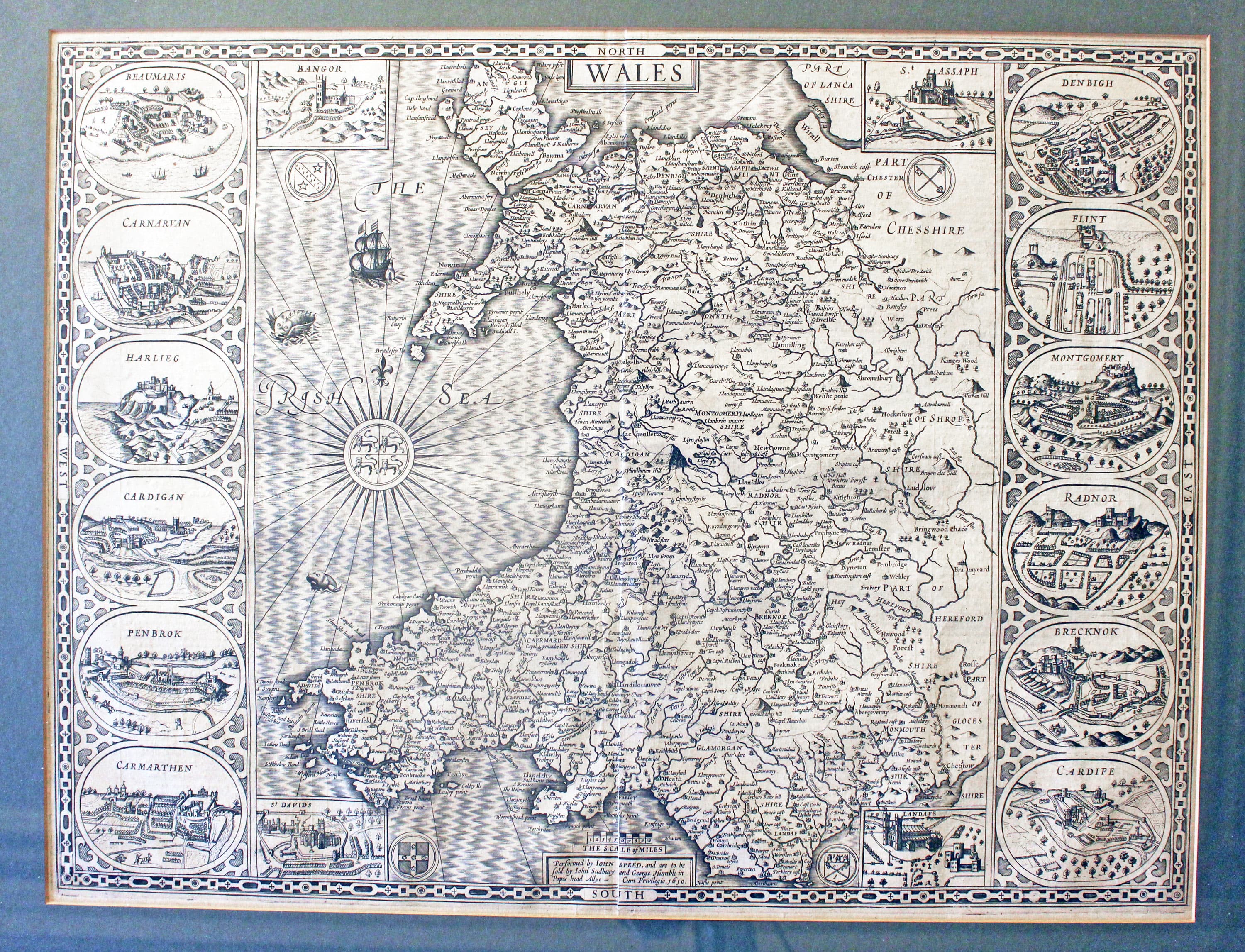 Wales, First edition map by John Speed 1610-11  Wales, First edition map by John Speed 1610-11