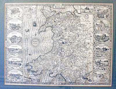  Wales, First edition map by John Speed 1610-11 