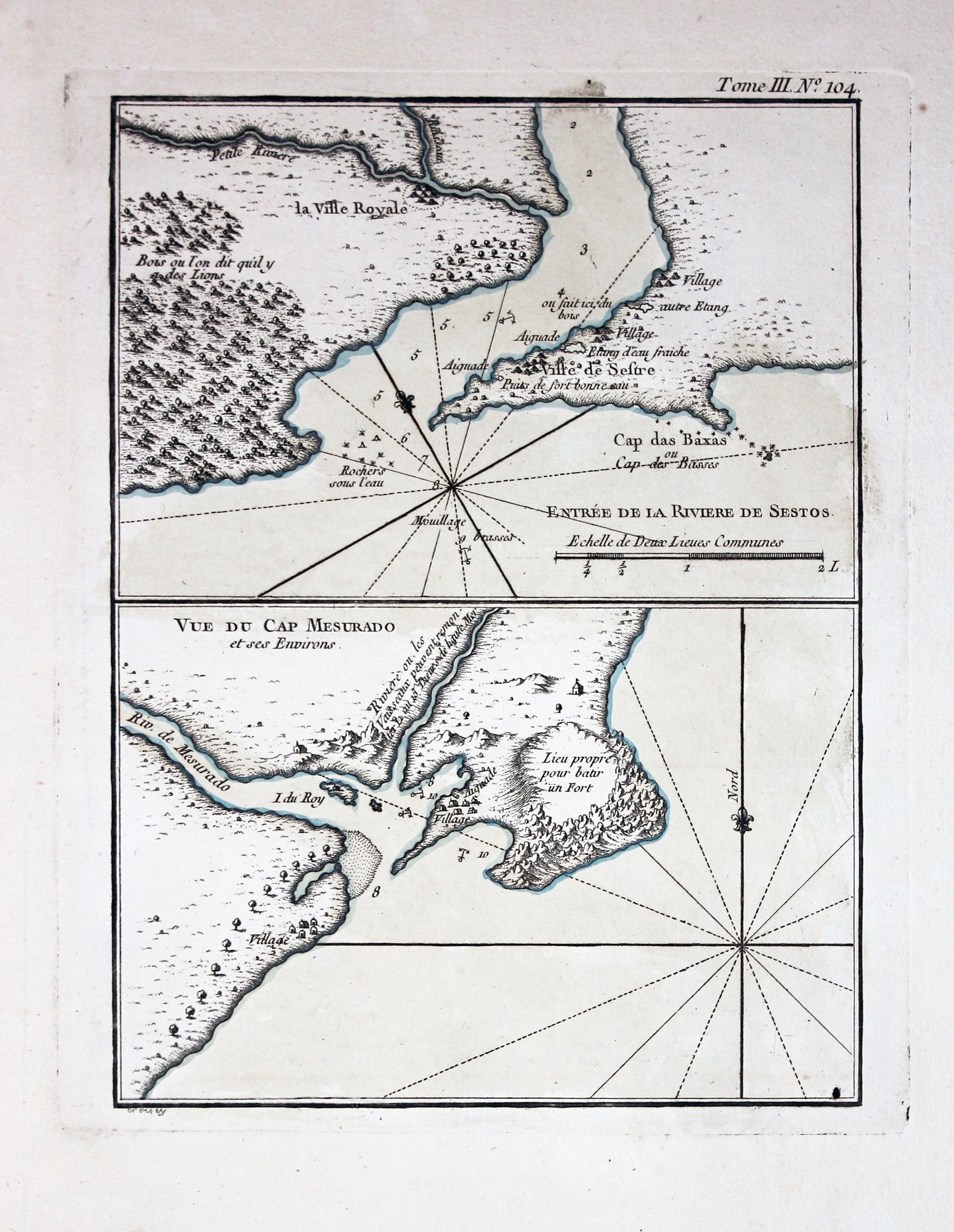 River Cestos and Cape Montserrado, Jacques Nicholas Bellin, 1764
