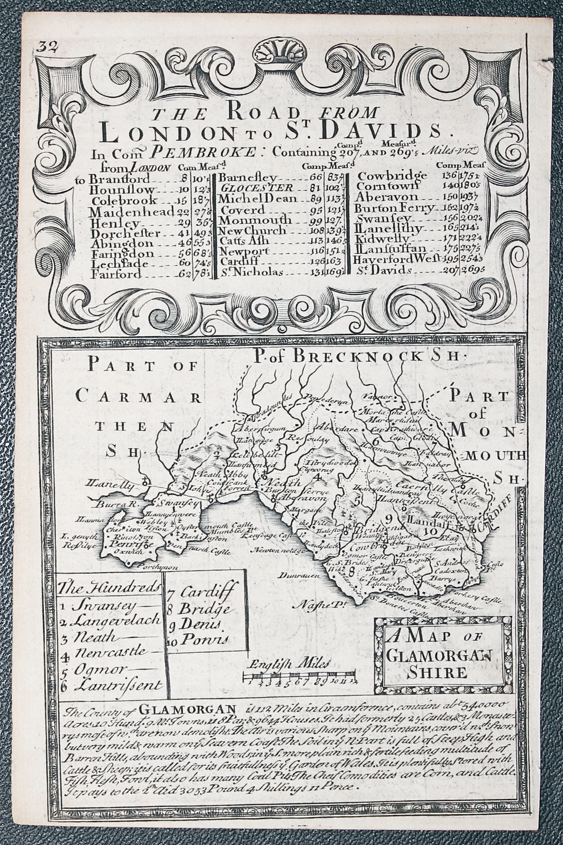Road map Bromsgrove to Campden John Owen and Emaneul Bowen c.1730  Road map Bromsgrove to Campden John Owen and Emaneul Bowen c.1730