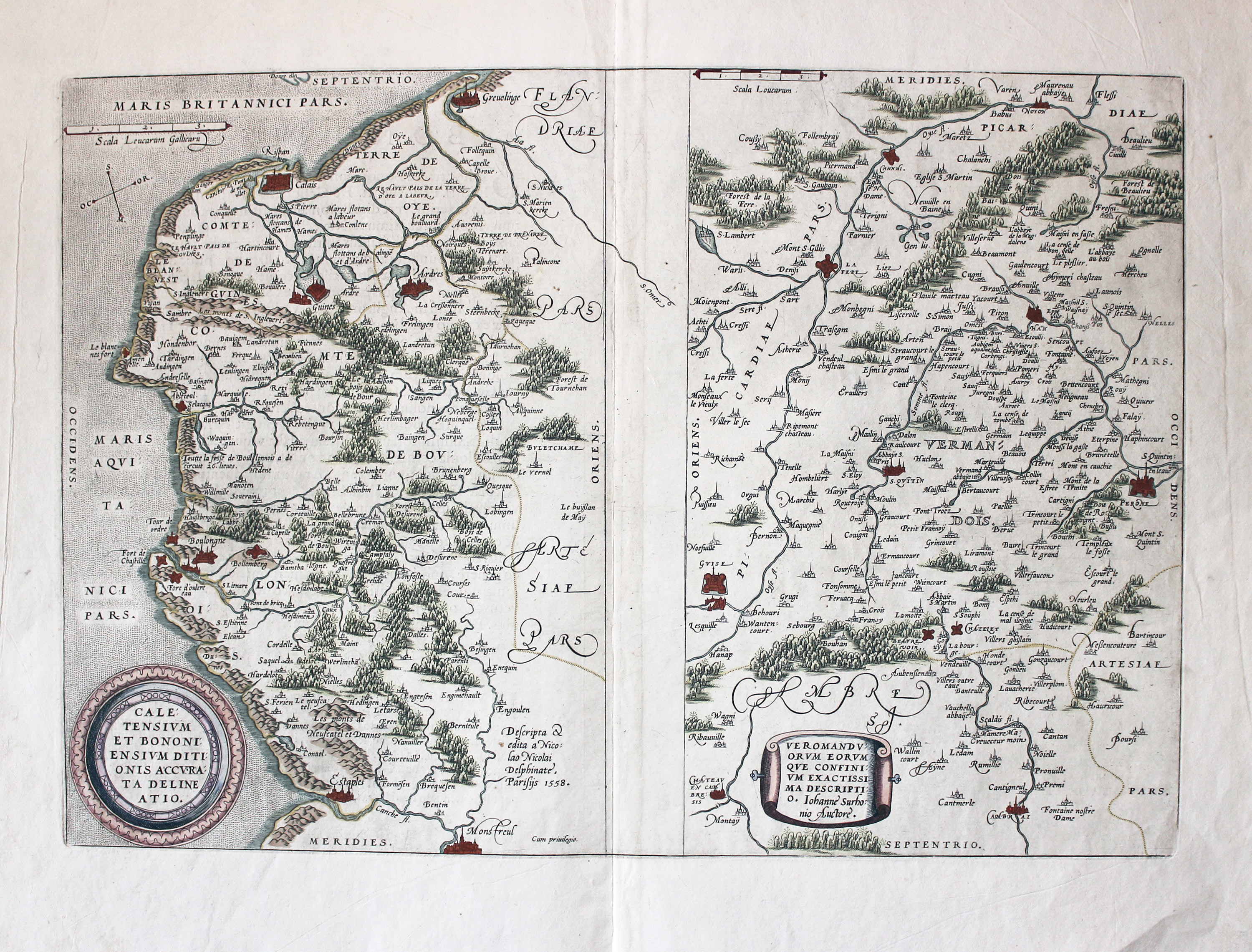 Calais and Vermandois, Abraham Ortelius, c.1600  Calais and Vermandois, Abraham Ortelius, c.1600