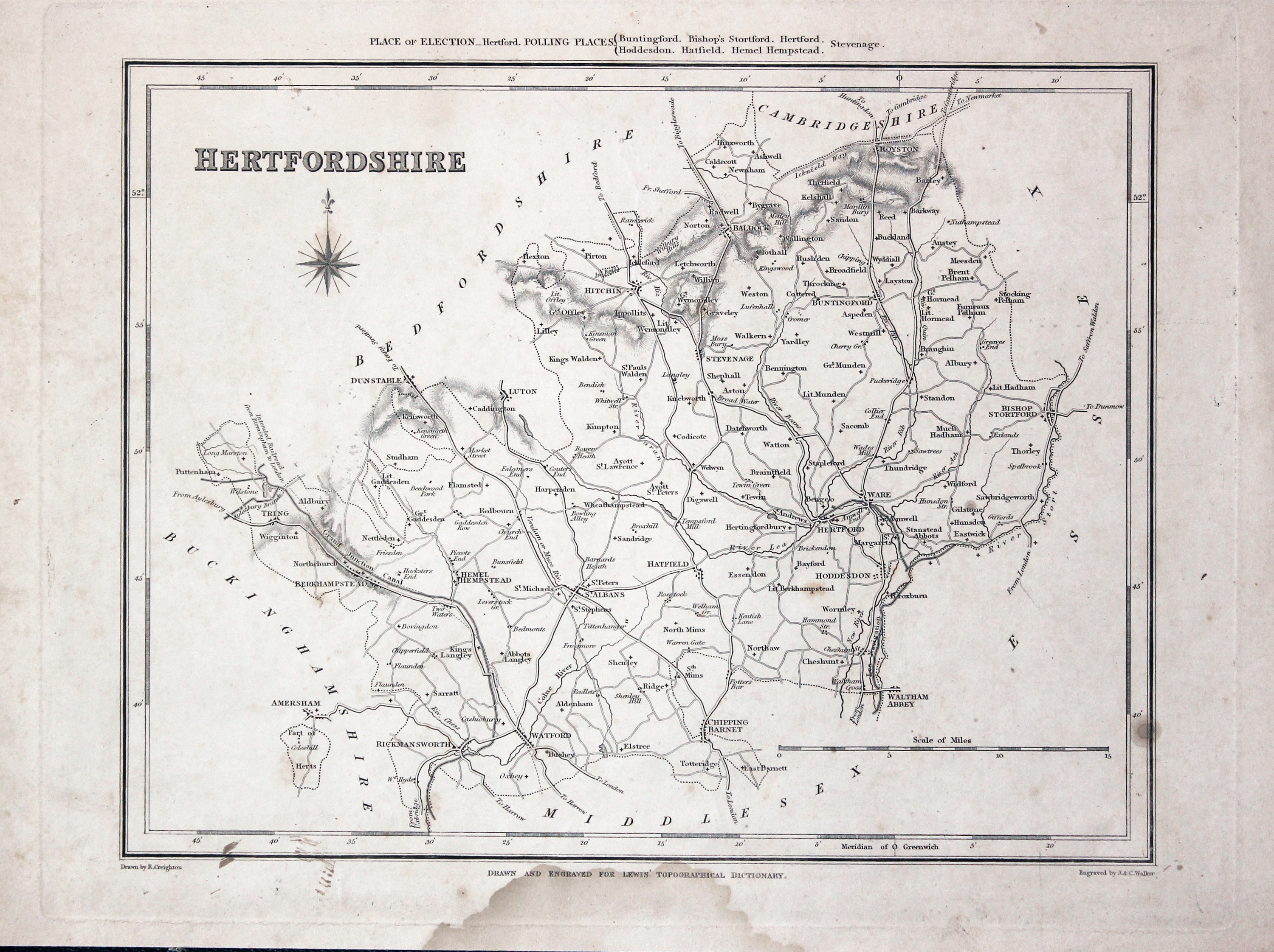 Hertfordshire, Samuel Lewis c.1835  Hertfordshire, Samuel Lewis c.1835