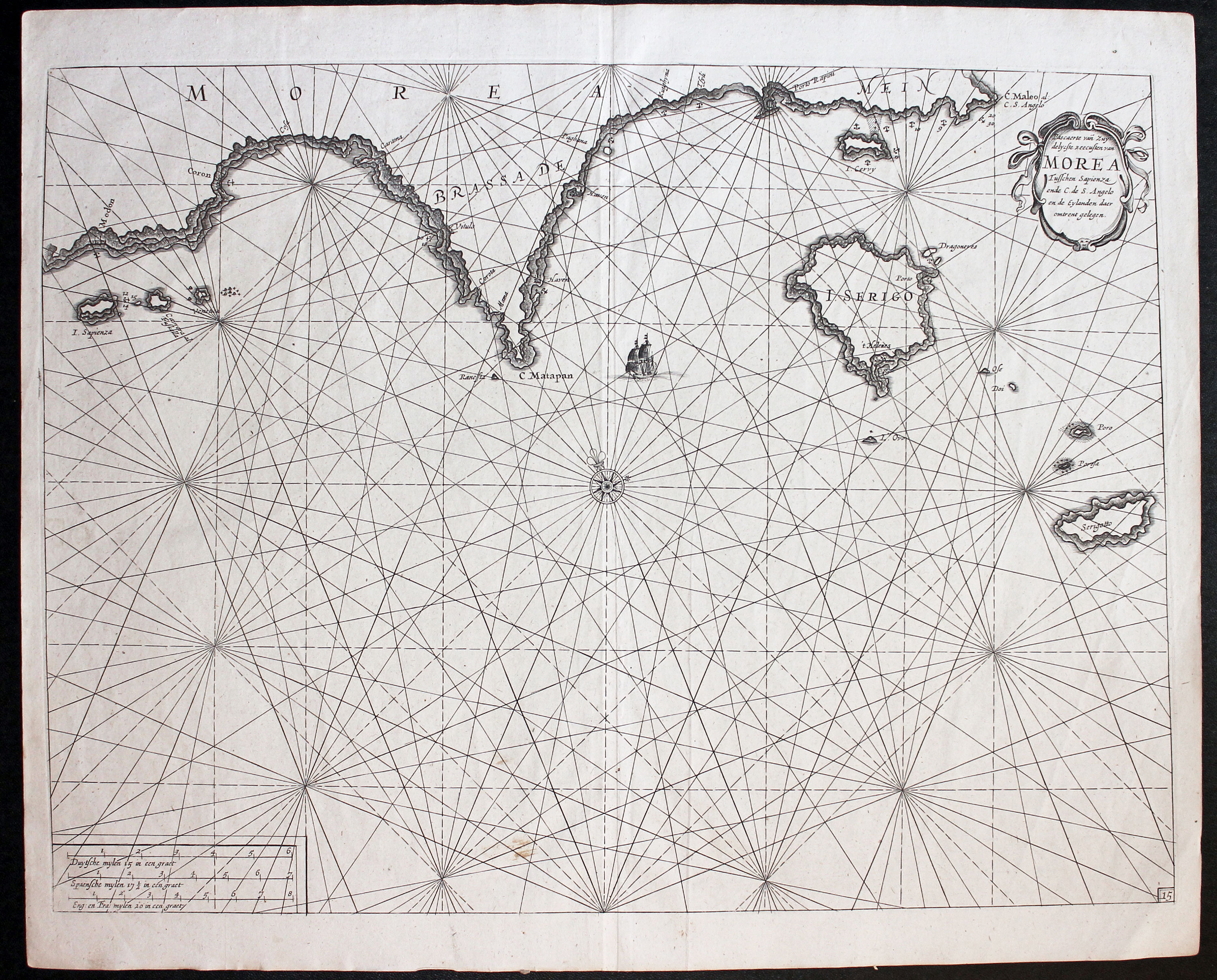 Island of Kythira and Gulf, Greece Pieter Goos 1667  Island of Kythira and Gulf, Greece Pieter Goos 1667