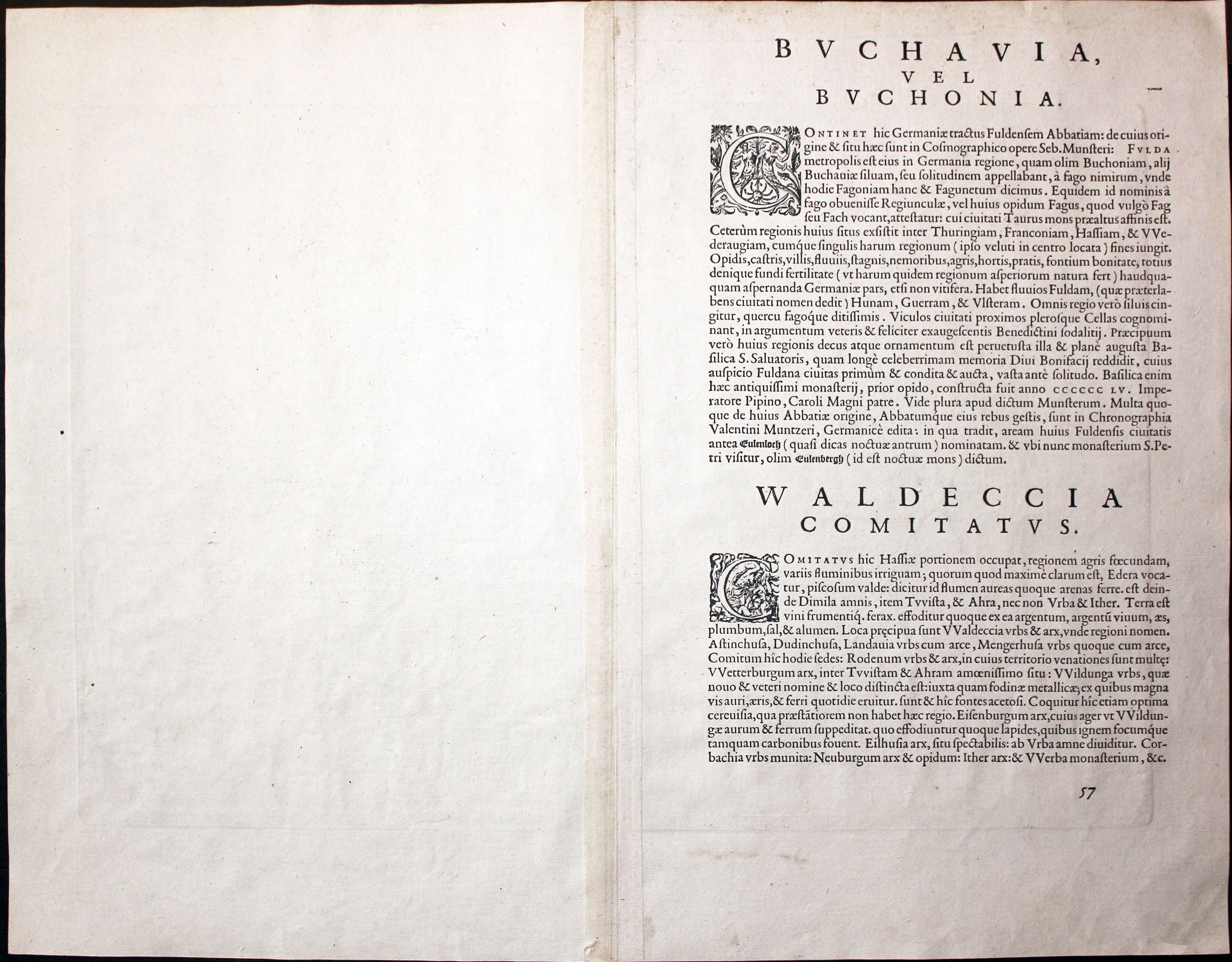 Latin Text on Fulda and Waldeck, Abraham Ortelis c.1595  Latin Text on Fulda and Waldeck, Abraham Ortelis c.1595