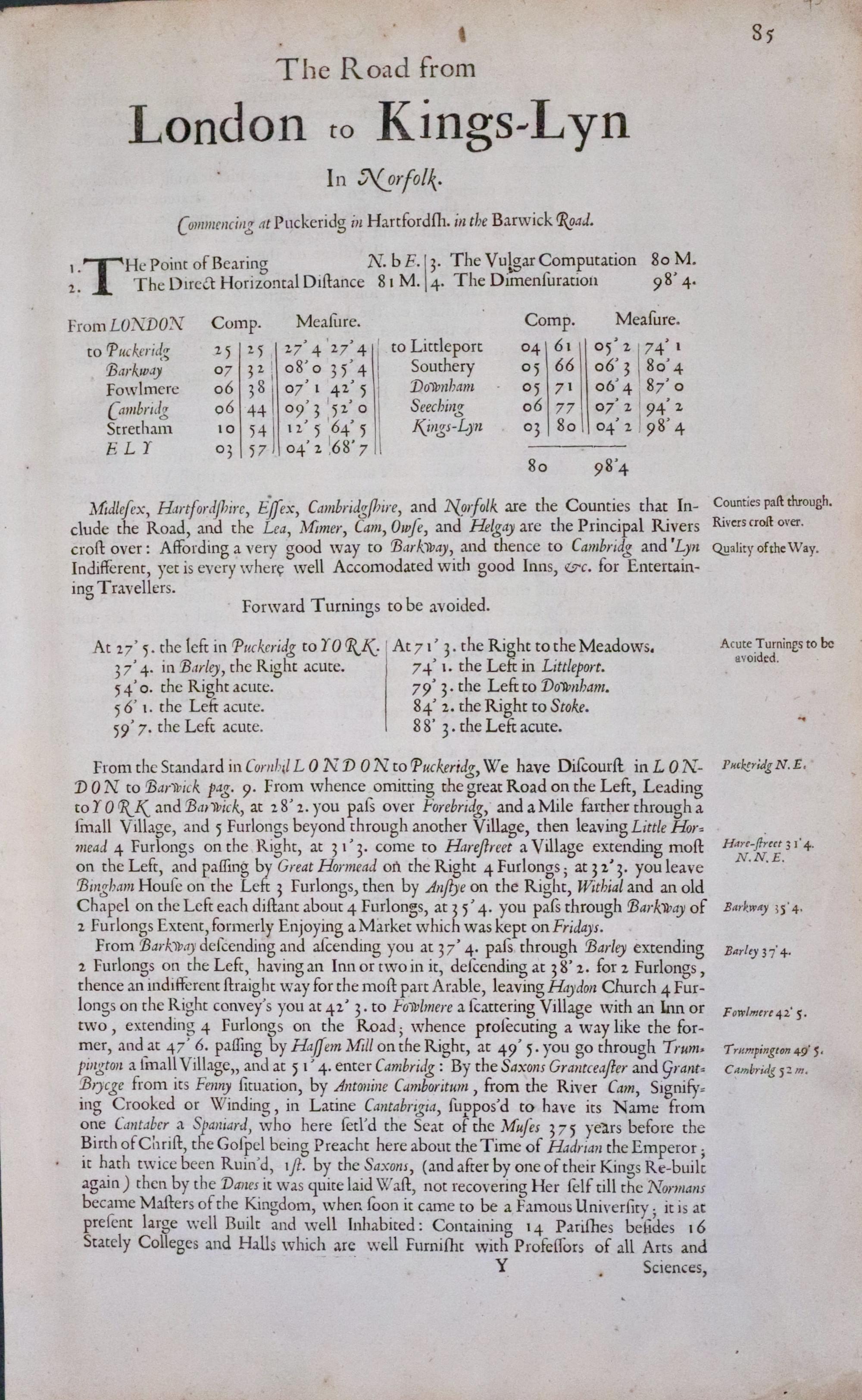 Plate 43 text for Road Map John Ogilby 1675  Plate 43 text for Road Map John Ogilby 1675