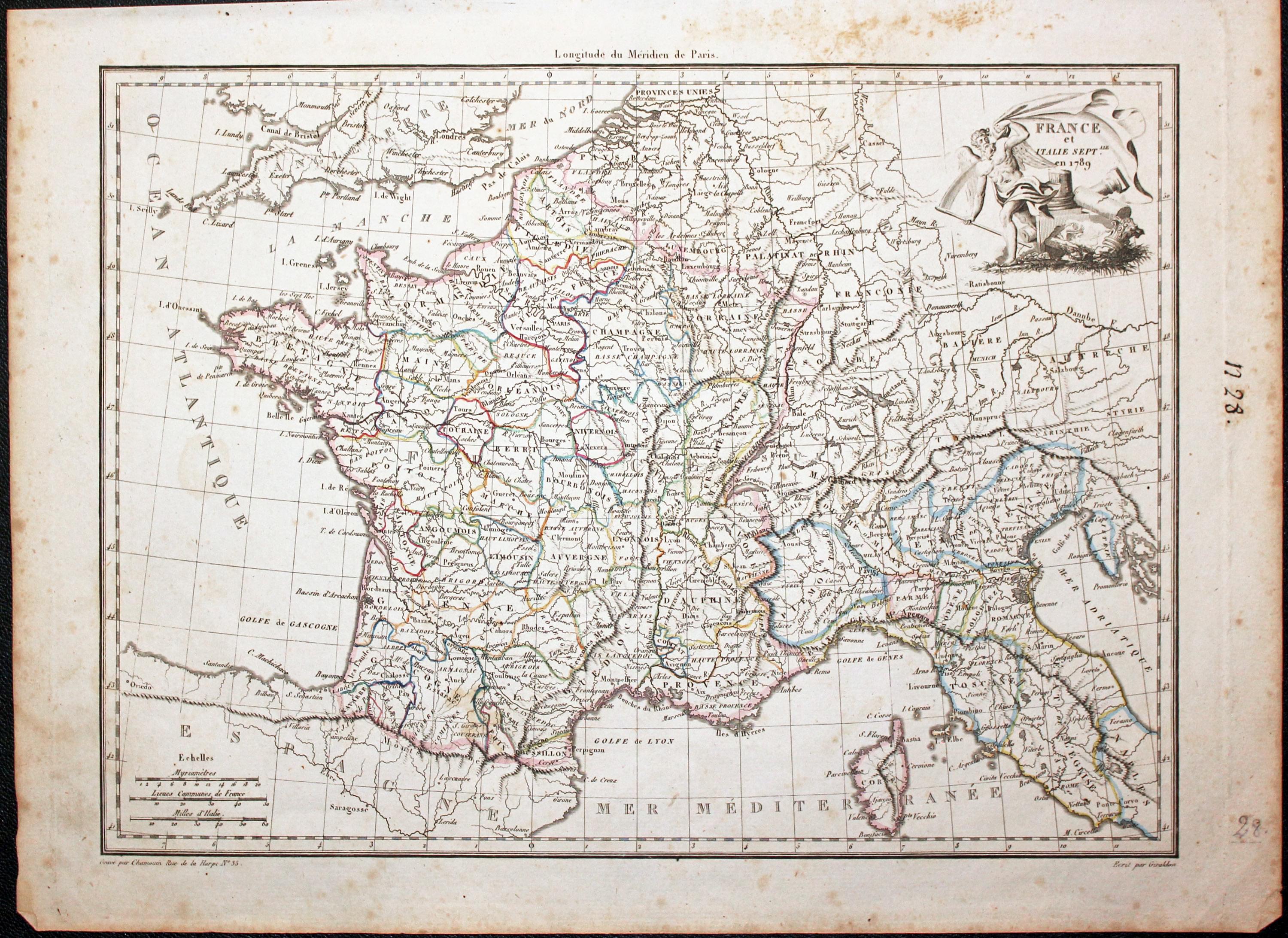 France & Switzerland, Malte-Brun 1837  France & Switzerland, Malte-Brun 1837