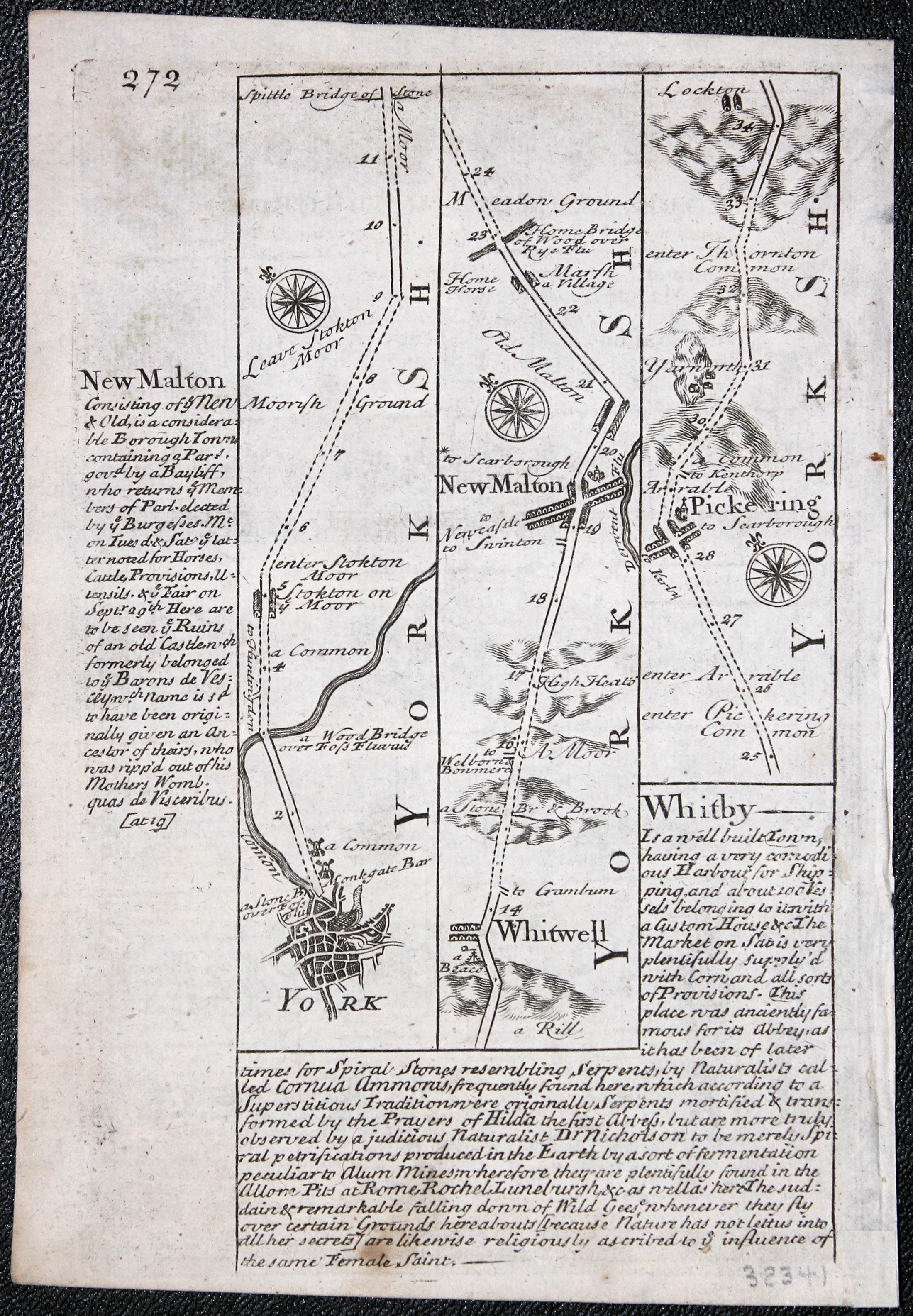 Road Map York to Pickering, John Owen and Emanuel Bowen 1755