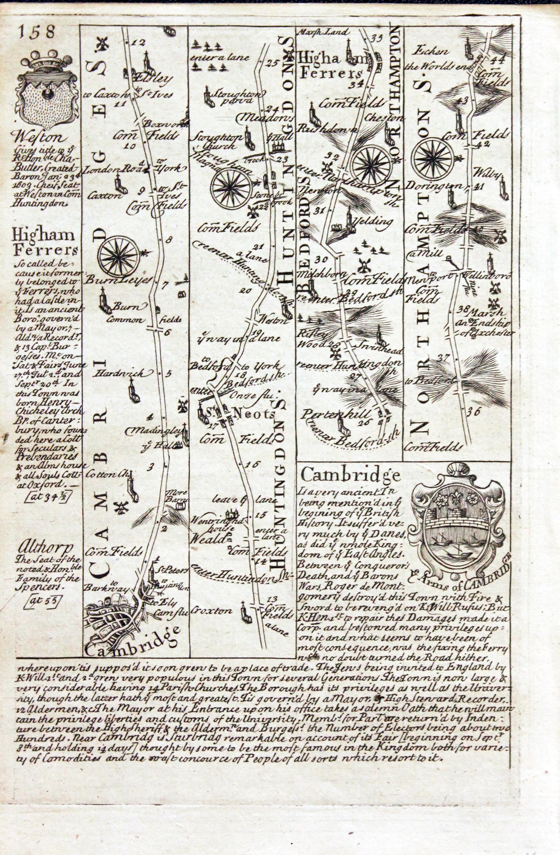 Road map Bristol to Exeter. Owen/Bowen c.1730