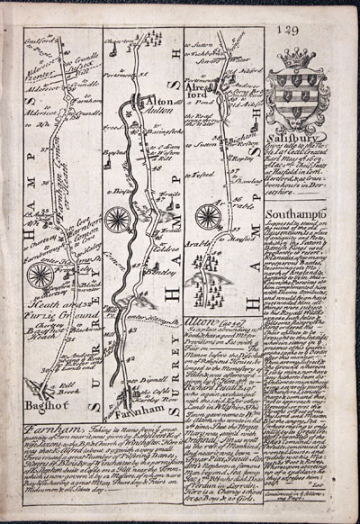  Road map Bagshot to Salisbury Owen/Bowen c.1730 