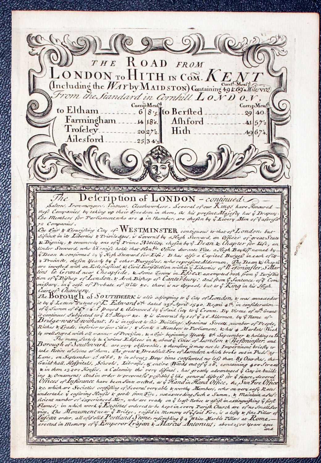 Road map London to Harwich. Owen/Bowen c.1730