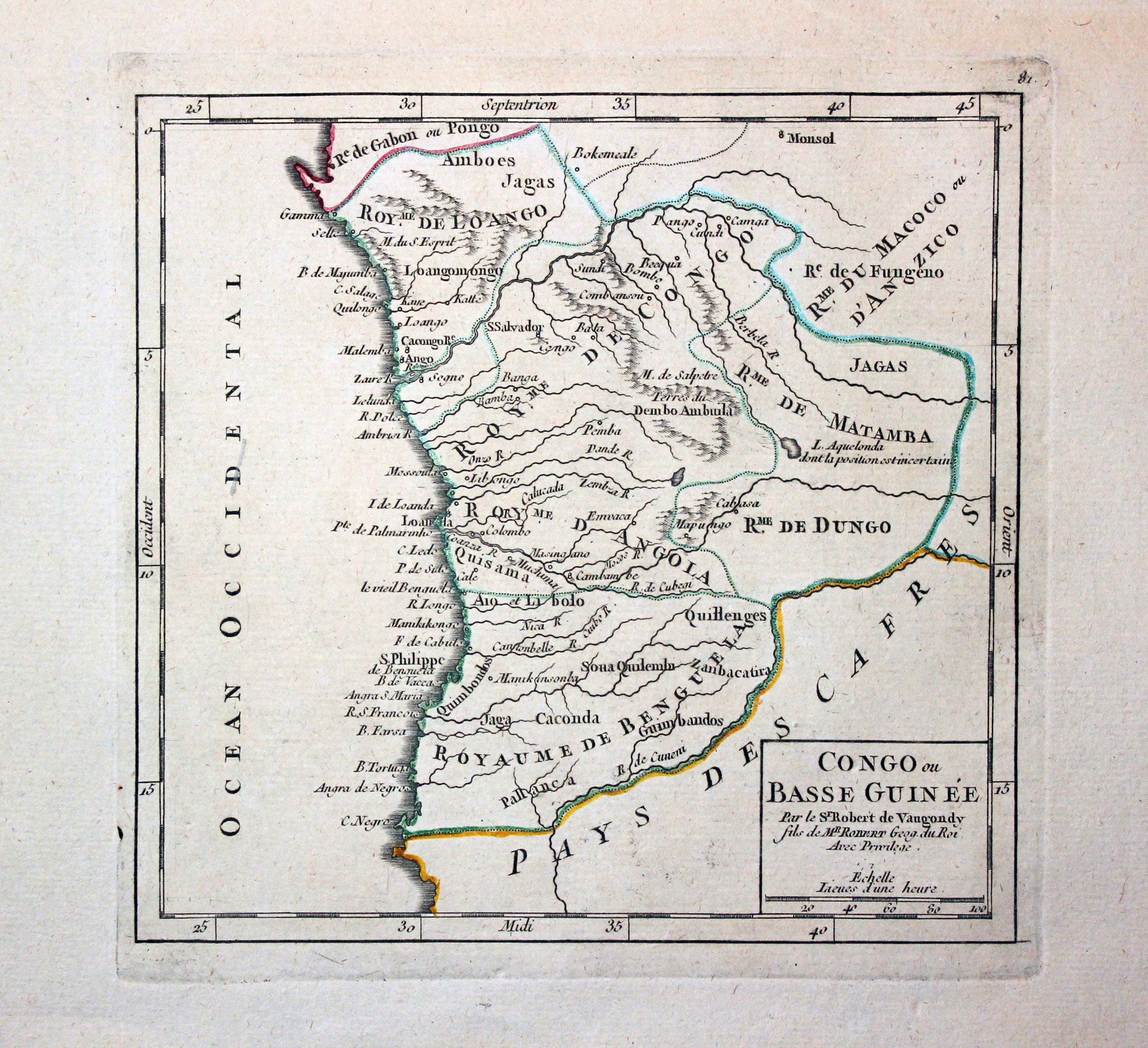 West Africa with Luanda, Rbert de Vaugondy c.1750