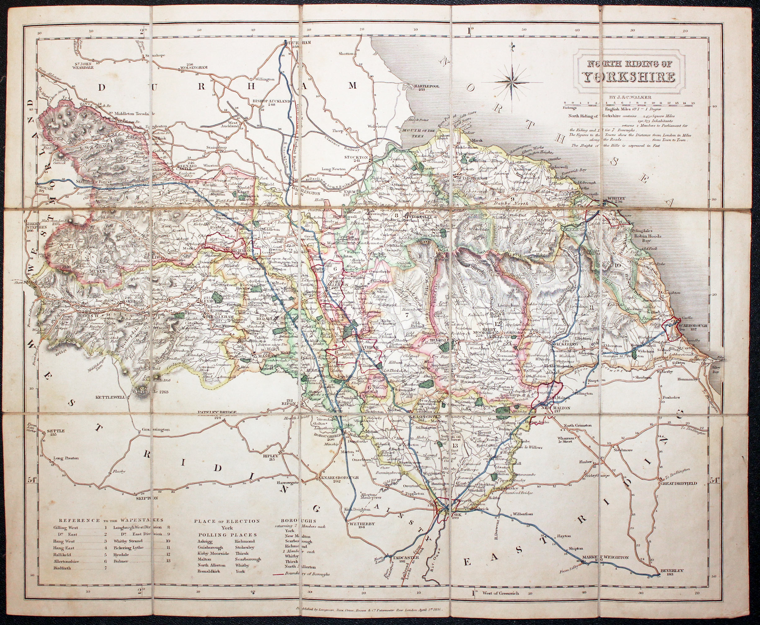 Antique Maps of Yorkshire, England Richard Nicholson