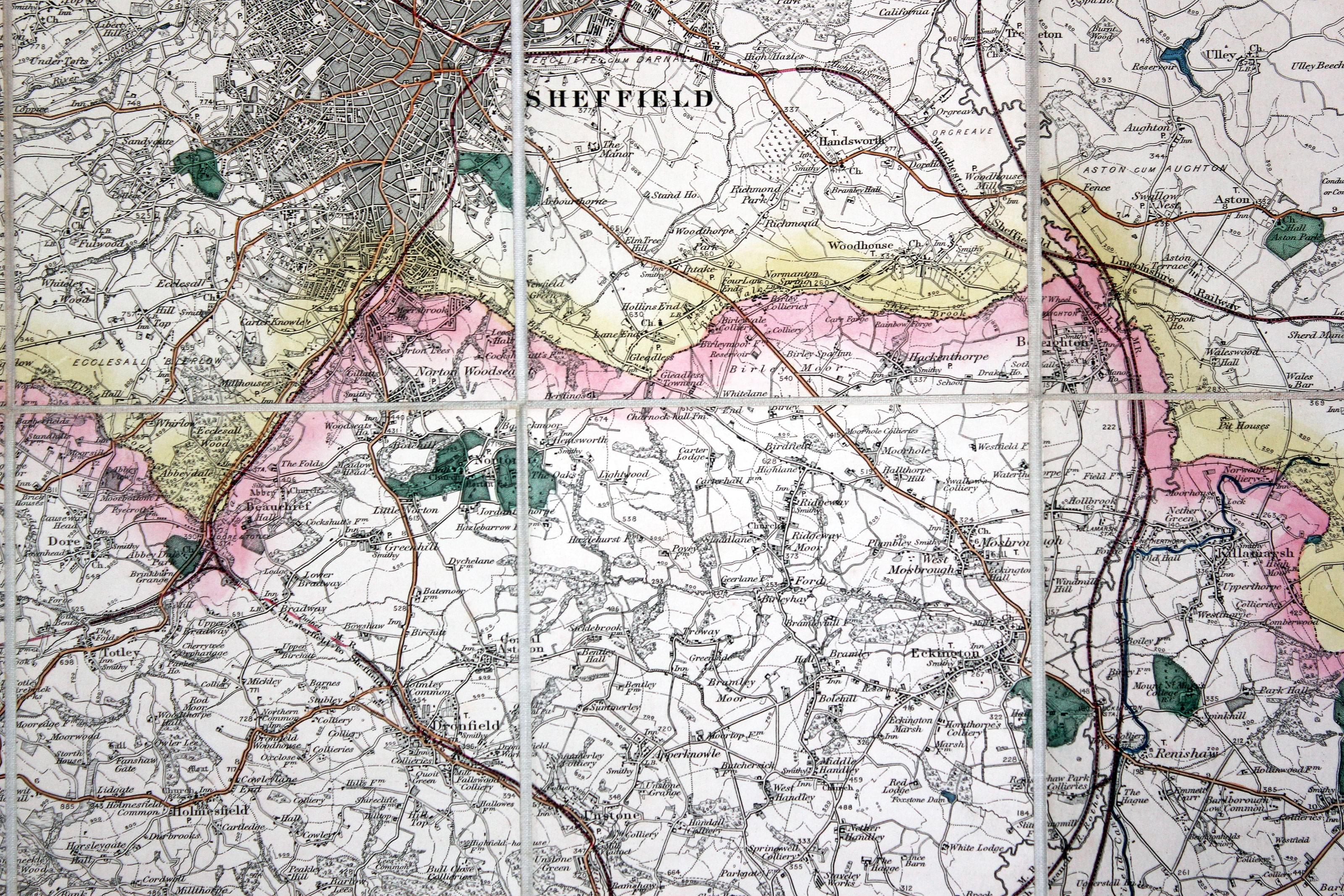 Sheffield and environs, detail, Sheet 100 Ordnance Survey 1895  Sheffield and environs, detail, Sheet 100 Ordnance Survey 1895