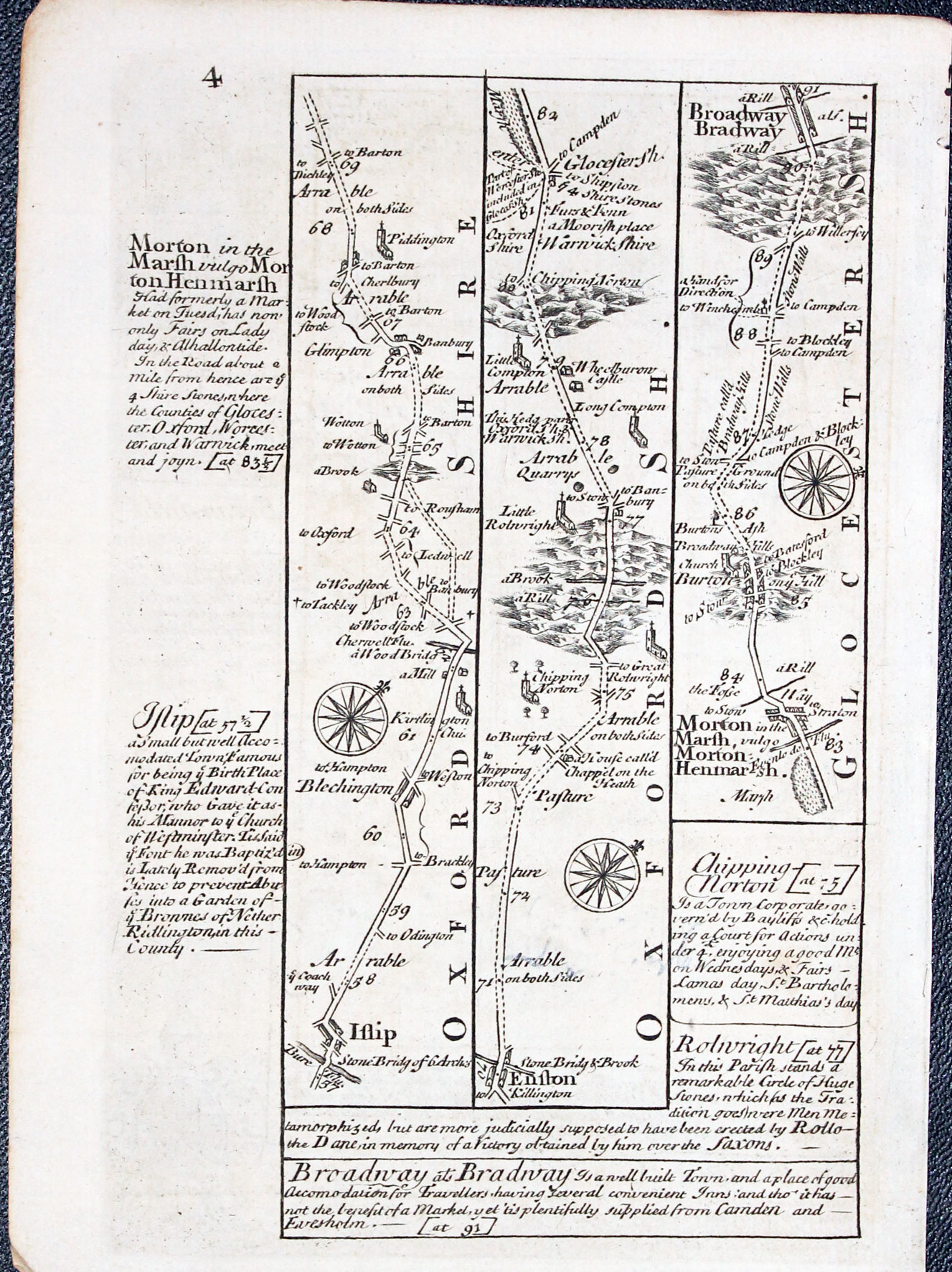 Road Map plate 4 Islip to Broadway by John Owen and Emanuel Bowen 1755  Road Map plate 4 Islip to Broadway by John Owen and Emanuel Bowen 1755