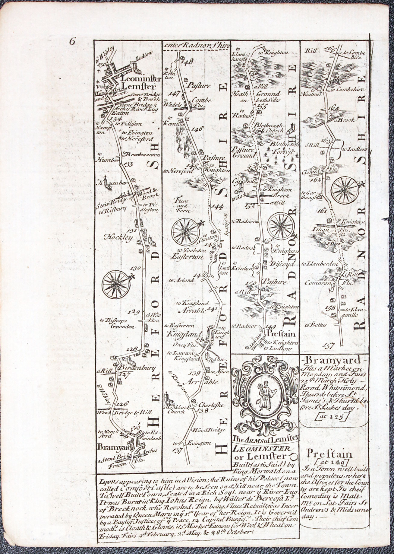 Road Map plate 6 by John Owen and Emanuel Bowen 1755  Road Map plate 6 by John Owen and Emanuel Bowen 1755