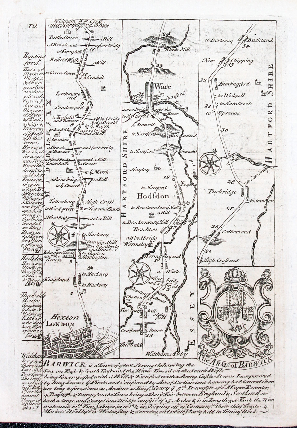 Plate 12 Road Map John Owen and Emanuel Bowen 1755  Plate 12 Road Map John Owen and Emanuel Bowen 1755