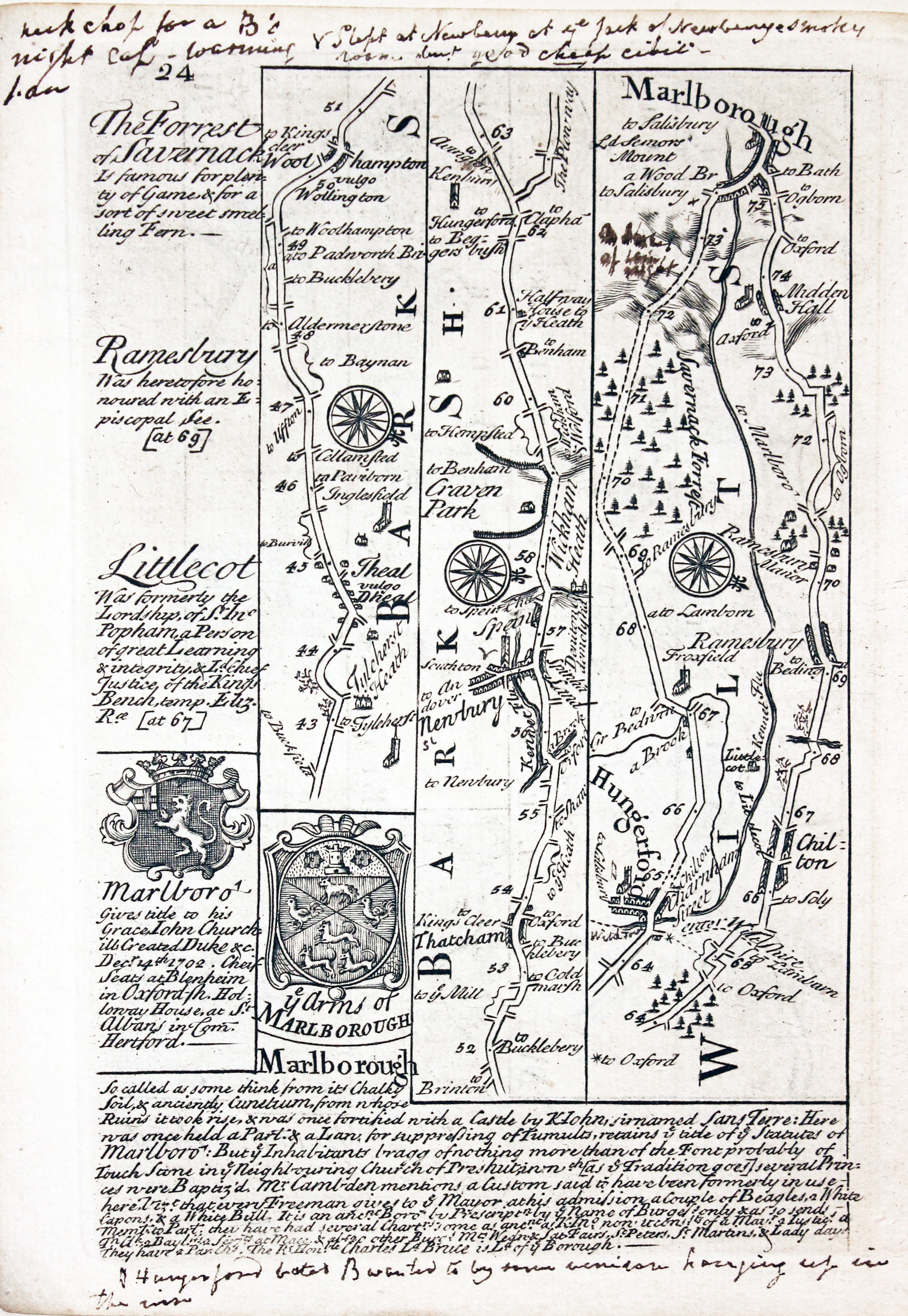 Road map London to Newbury ro Marlborough by John Owen and Emanuel Bowen 1753  Road map London to Newbury ro Marlborough by John Owen and Emanuel Bowen 1753