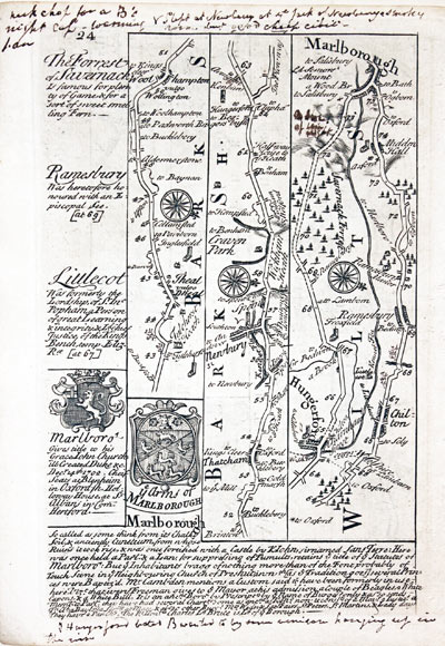  Road map London to Newbury ro Marlborough by John Owen and Emanuel Bowen 1753 