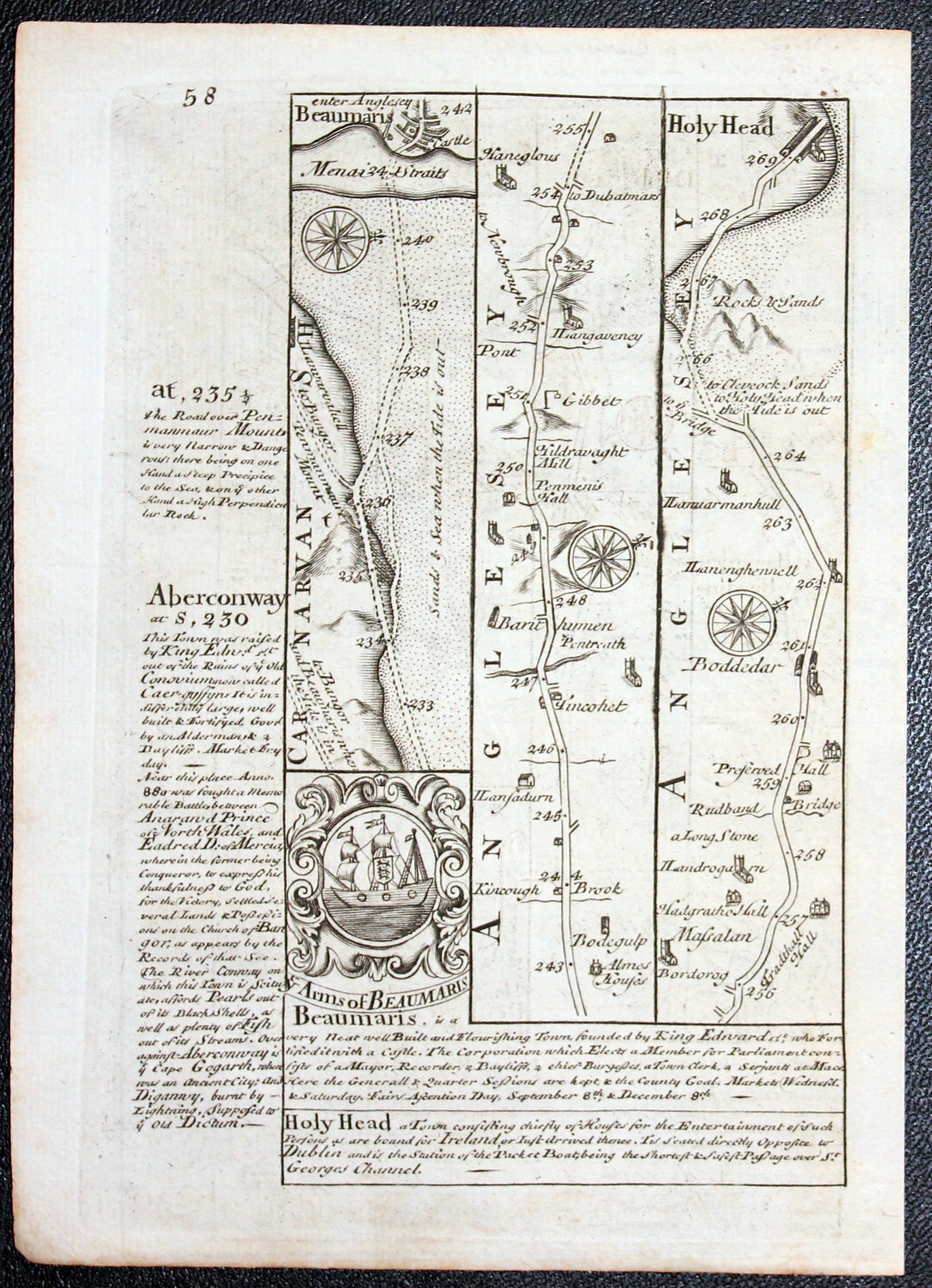 Road map Chester to Holyhead. Owen/Bowen 1755