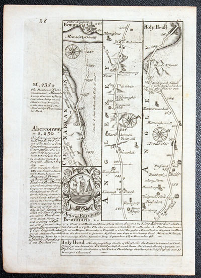  Road map Chester to Holyhead. Owen/Bowen 1755 