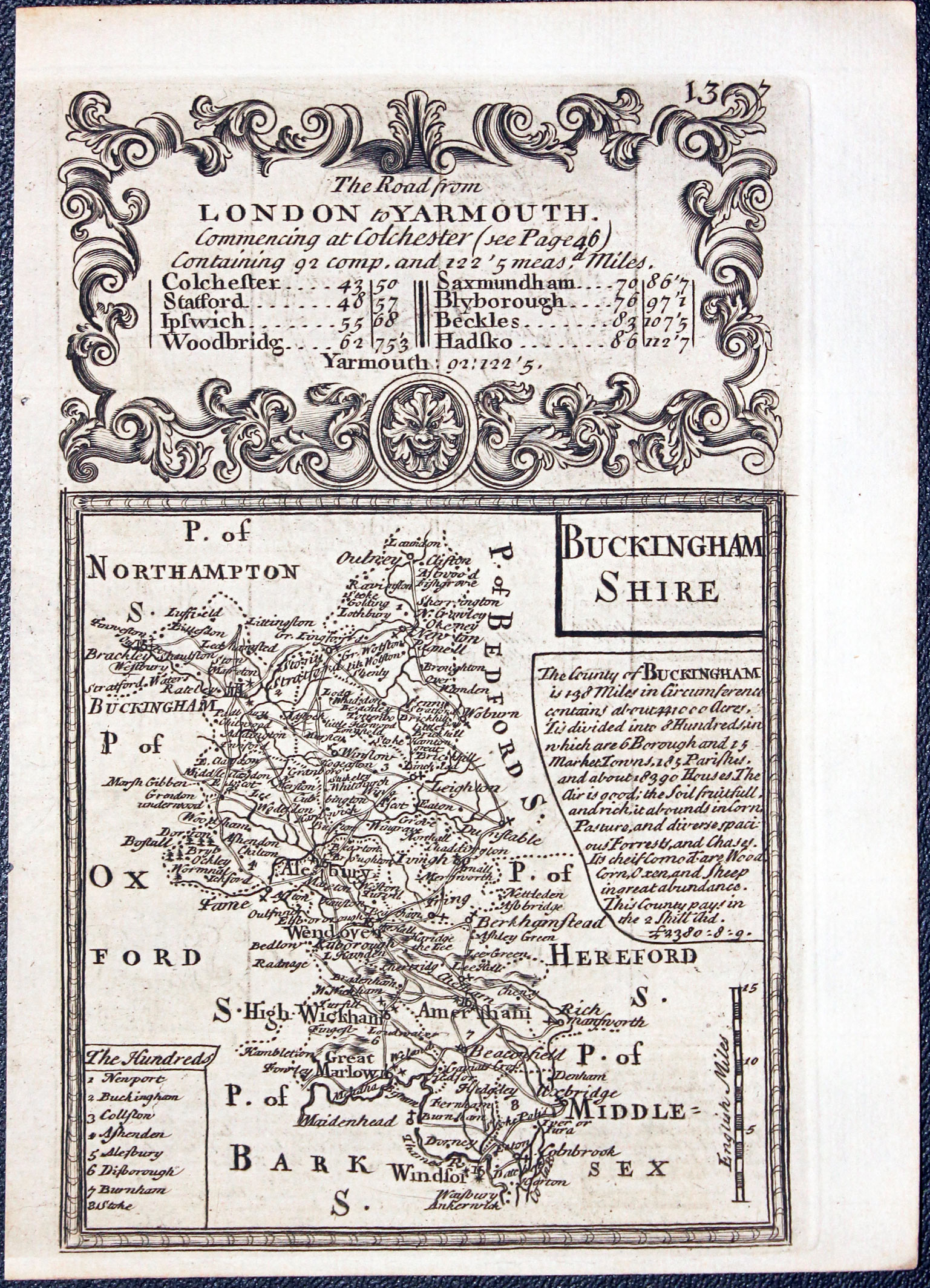 Buckingamshire map John Owen & Emanuel Bowen 1753