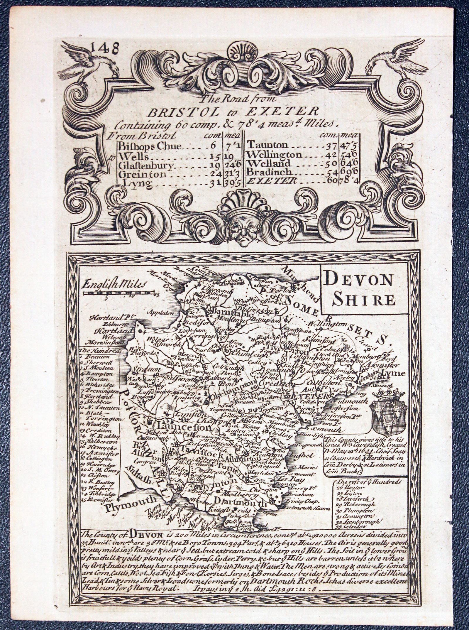 Map of Devon by John Owen and Emanuel Bowen published in 1753