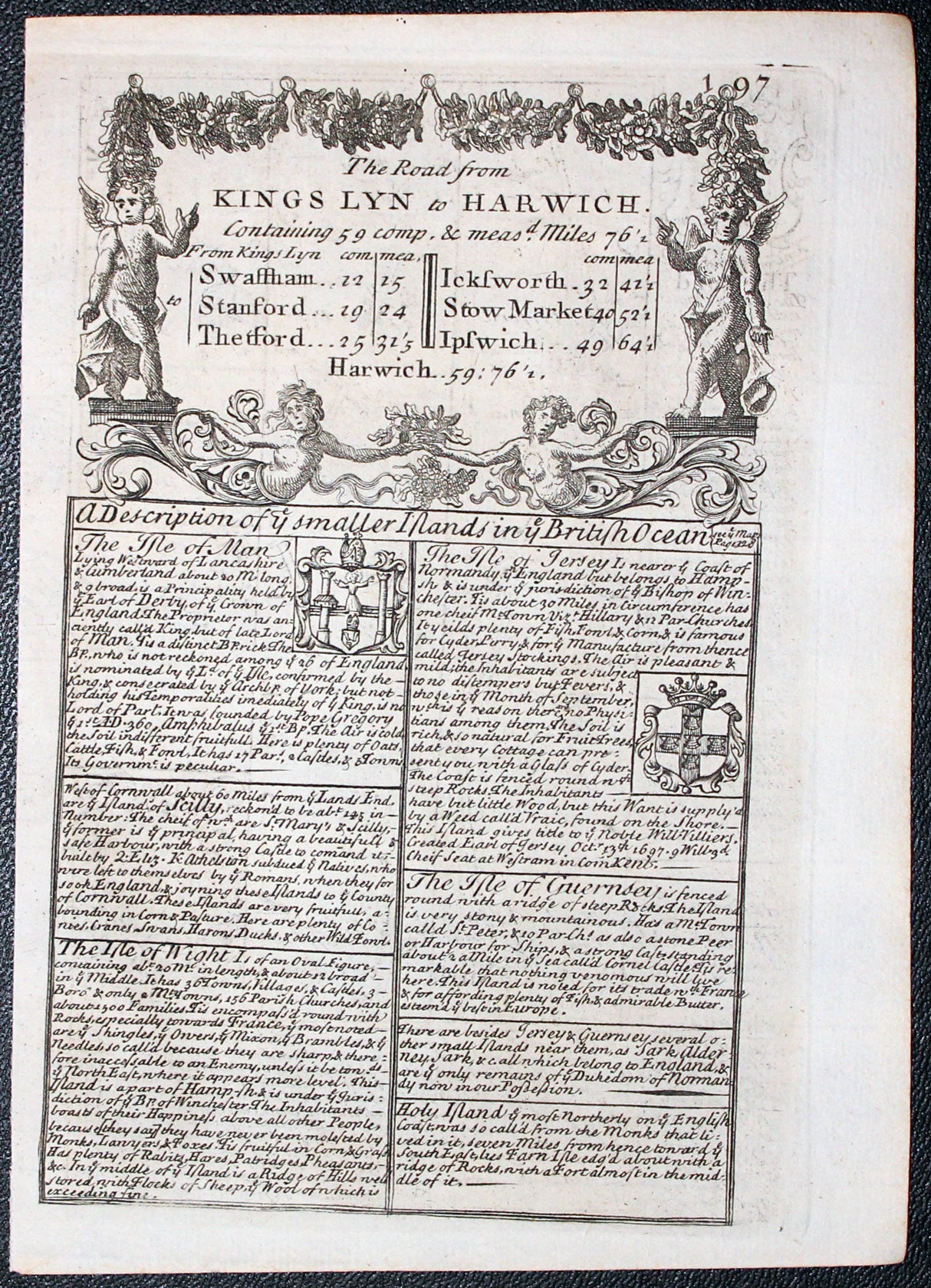 Road map Ipswich, Norwich, Cromer Owen/Bowen c.1730