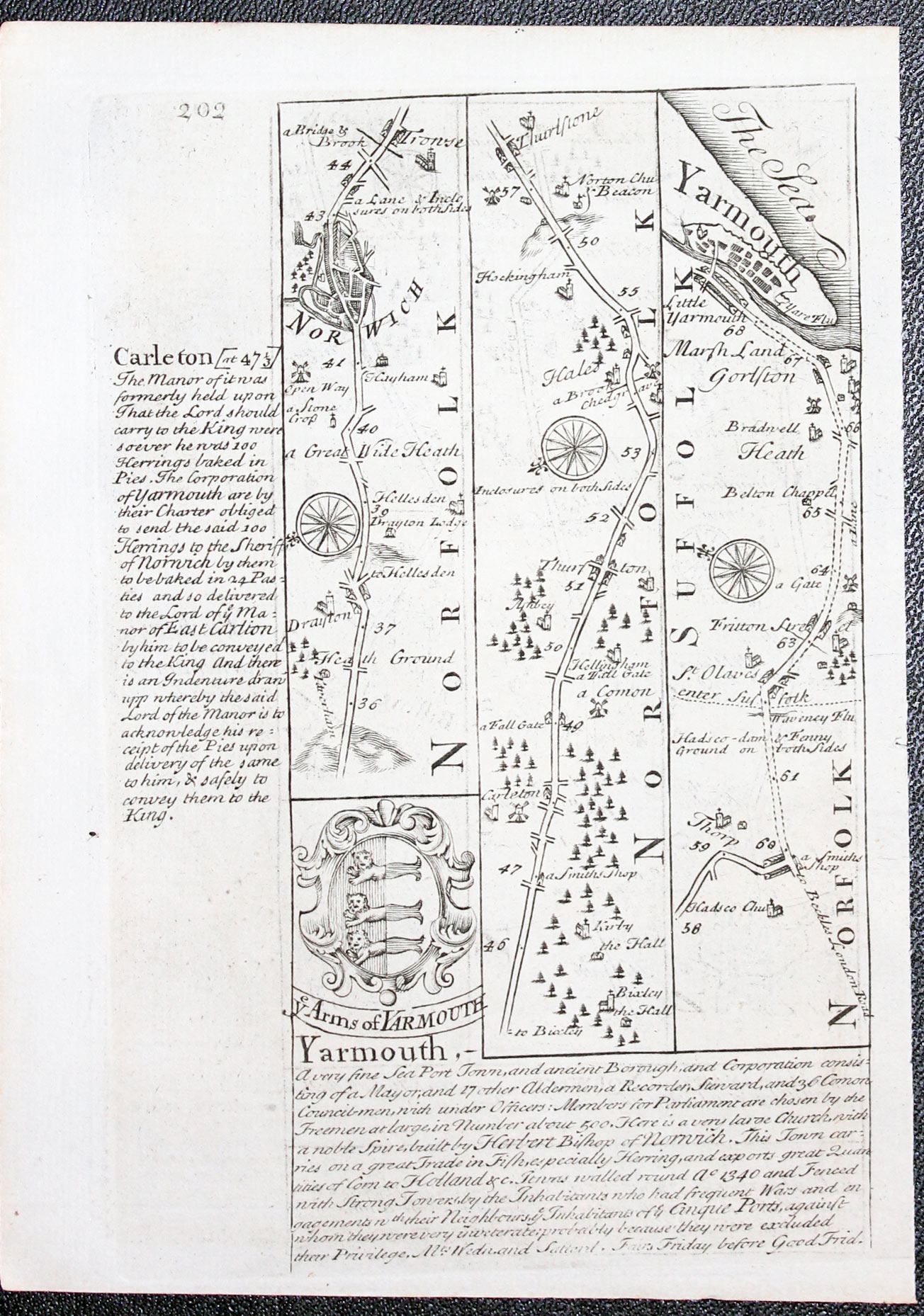 Norwichto Yarmouth road map Owen/Bowen 1753