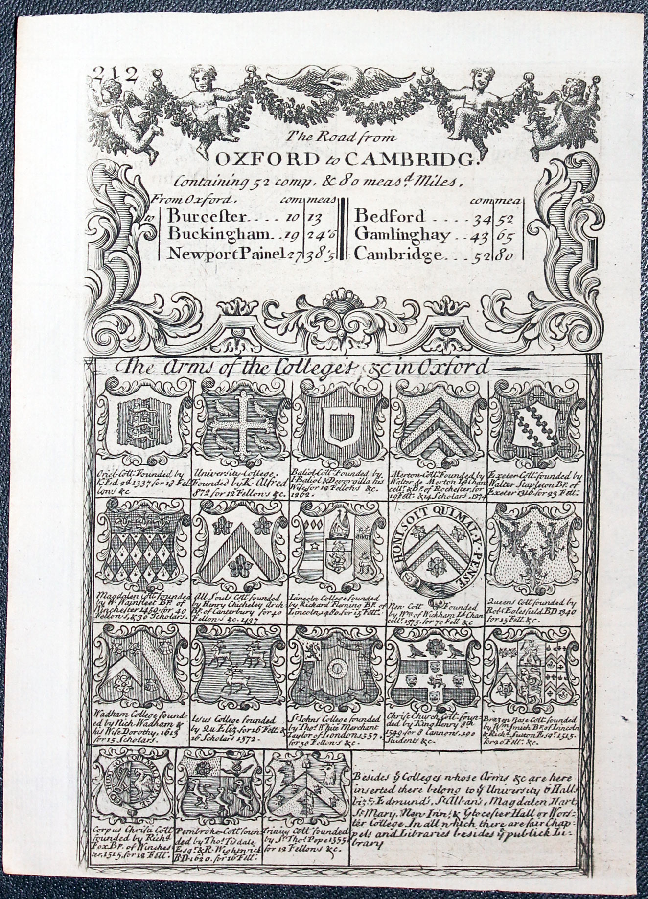 Arms of the Colleges in Oxford John Owen and Eanuel Bowen 1753