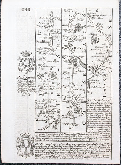 Road map Tynemouth, Newcastle, Hexham, Haltwhistle, Carlisle  Owen/Bowen c.1730