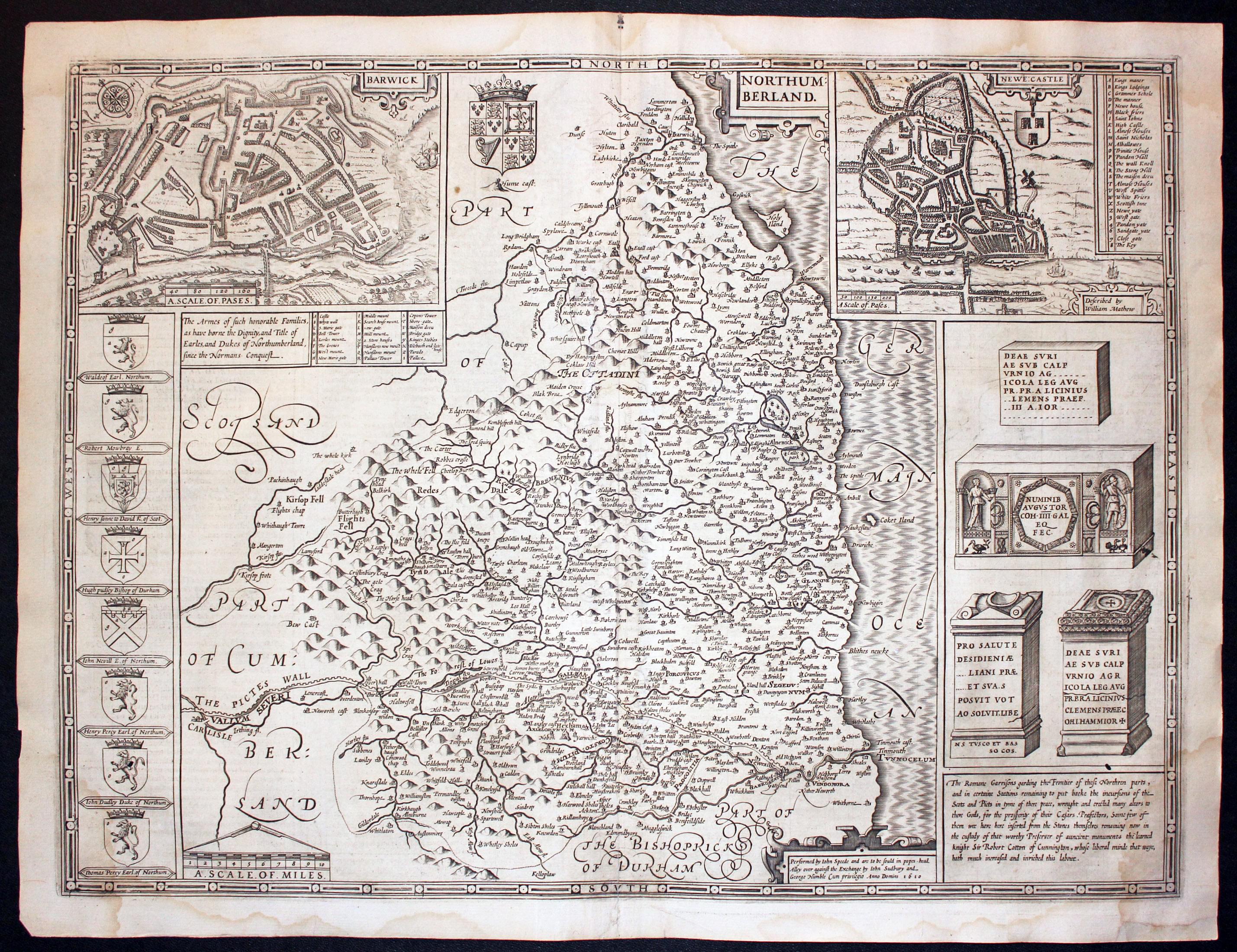 Northumberland by John Speed, 1646  Northumberland by John Speed, 1646