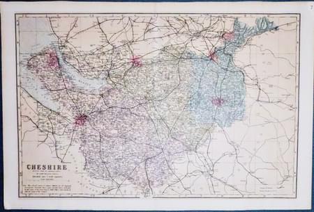 Cheshire map, Edward Weller c.1884