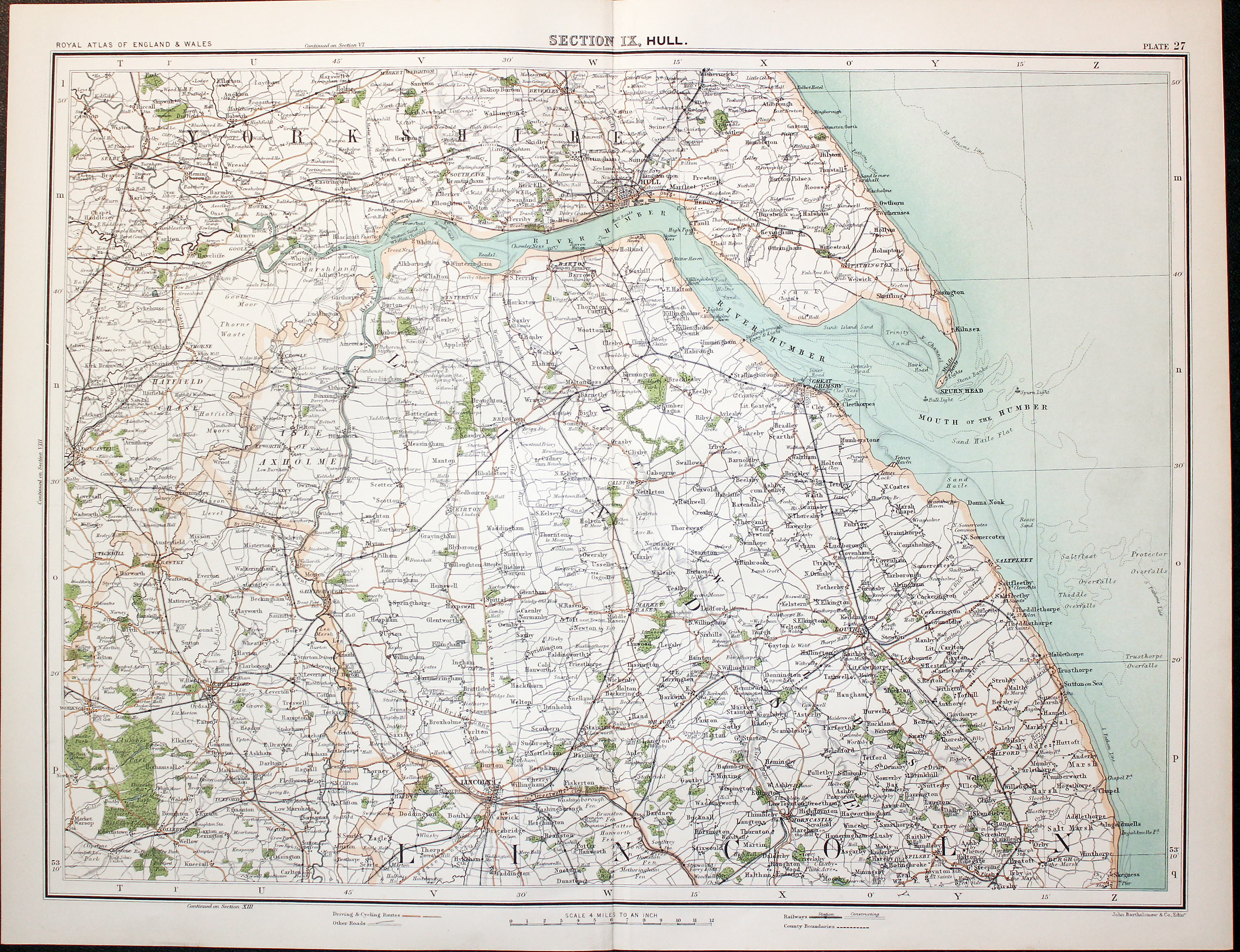 Part of Yorkshire and Lincolnshire, John Bartholomew, c.1898