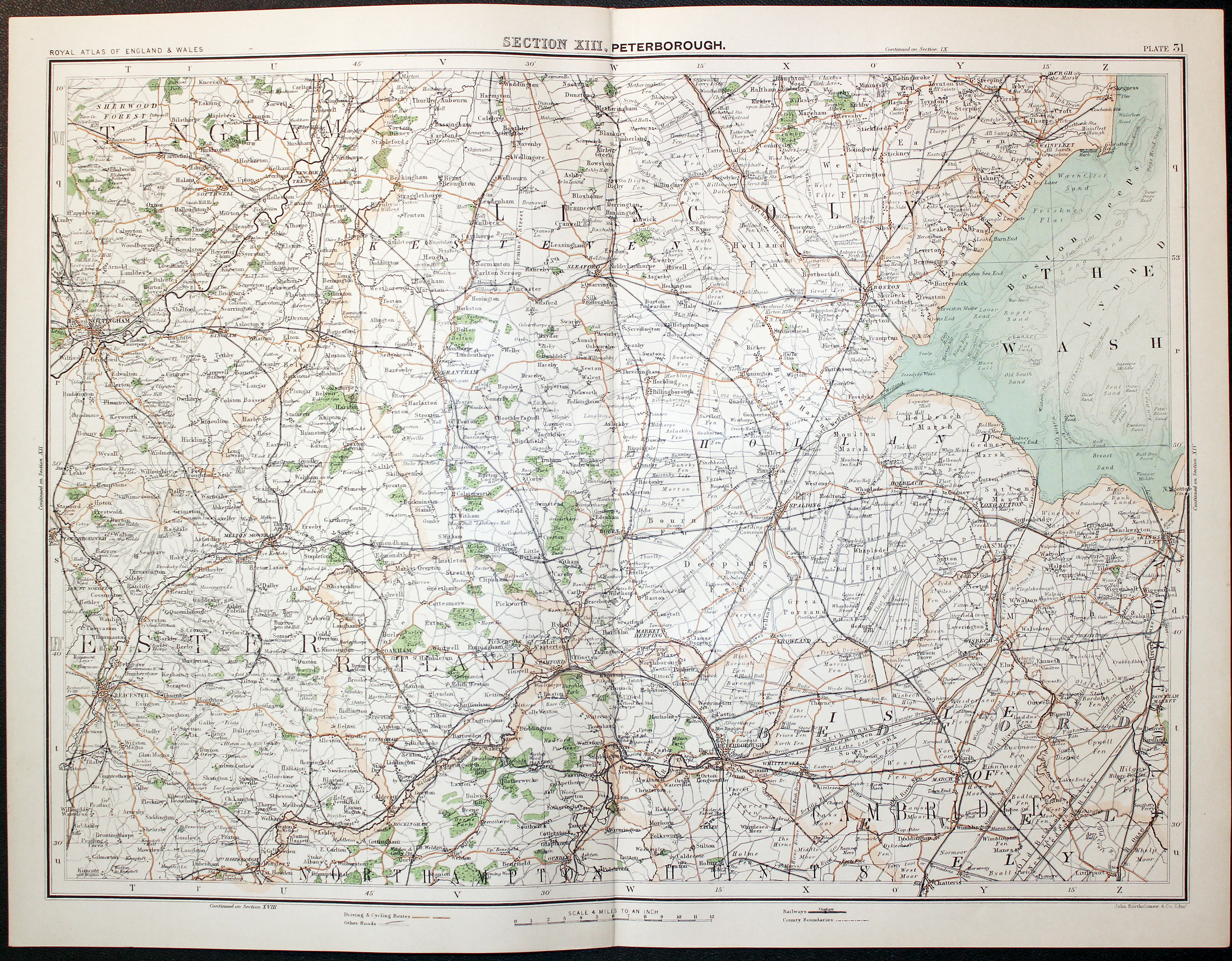 Part of Lincolnshire and Cambridgeshire, John Bartholomew, c.1898