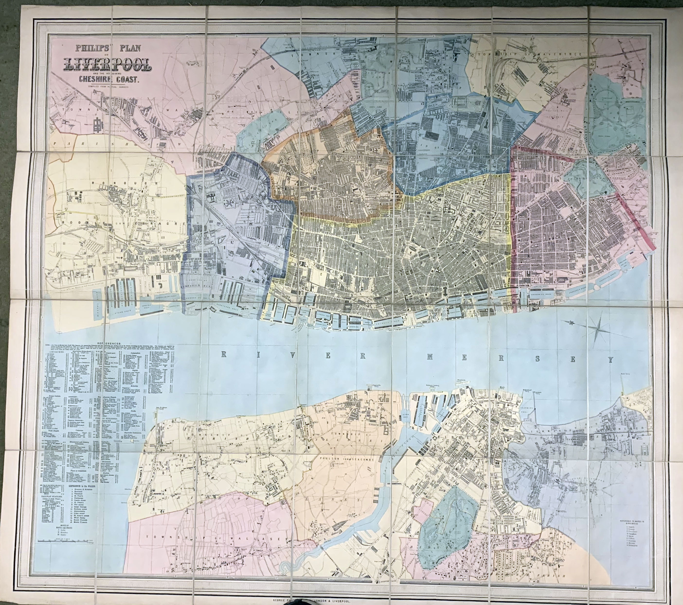 Liverpool, folding plan by Philip & Son 1880  Liverpool, folding plan by Philip & Son 1880