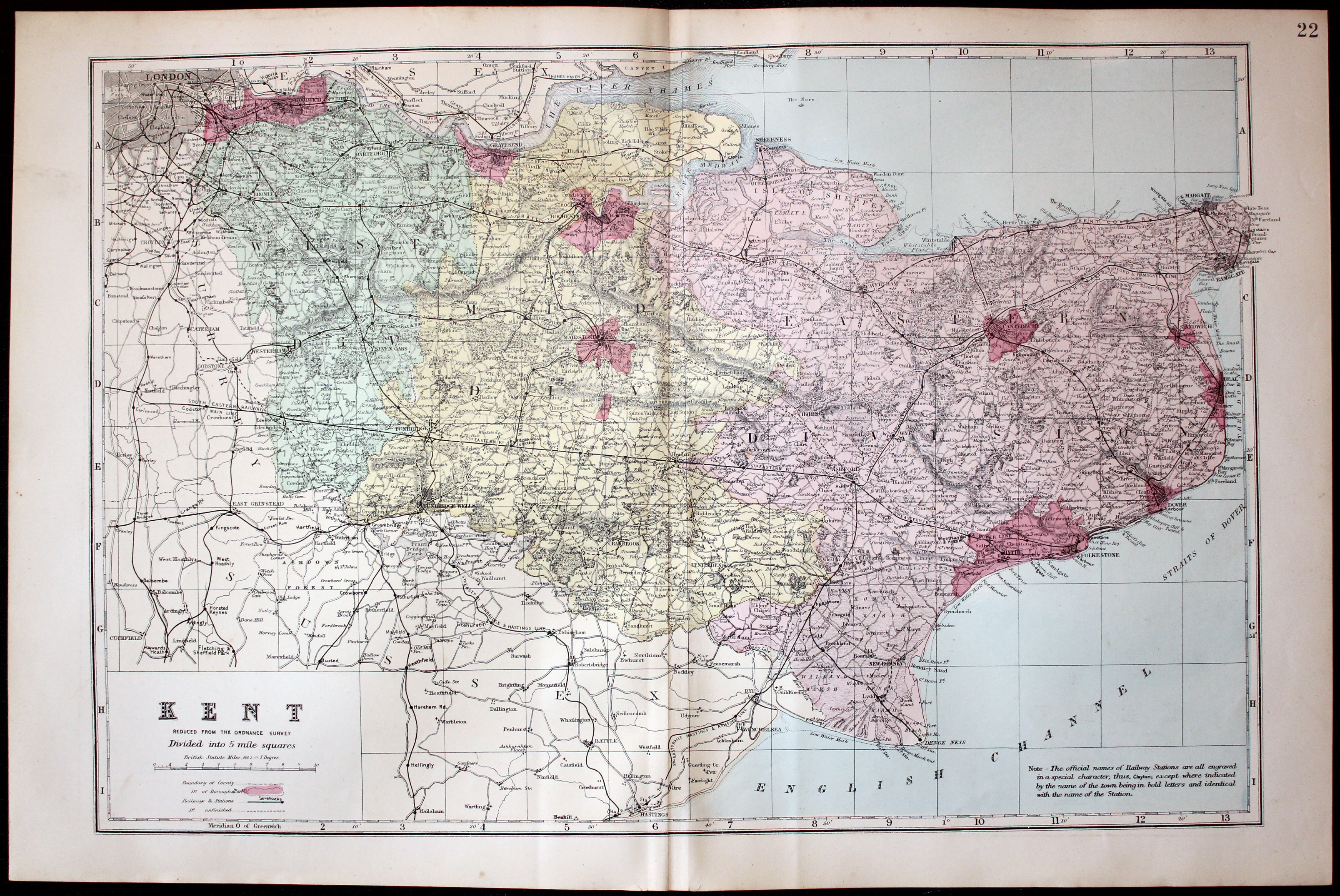 Map of Kent by George Washington Bacon 1883